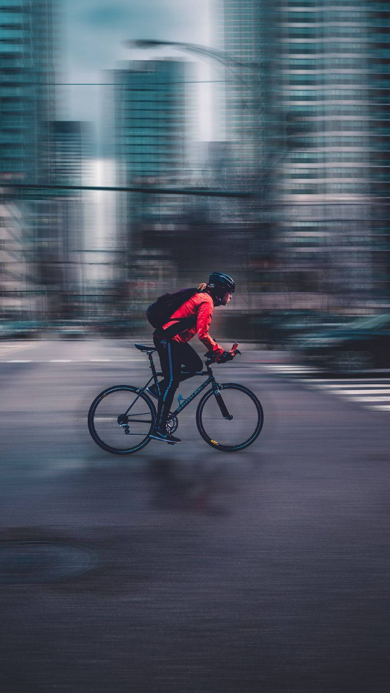 bicycle, iPhone, red jacket, HD Phone Wallpaper