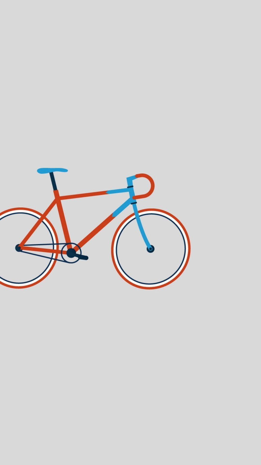 bicycle iPhone, orange and blue frame, minimalist stylized bicycle, Full HD Phone Wallpaper
