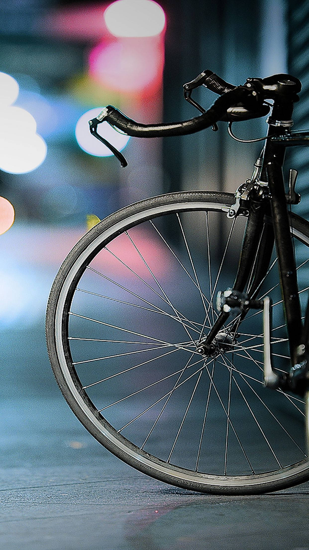 Bicycle iPhone, black bicycle wheel, handlebars, Full HD Phone Wallpaper
