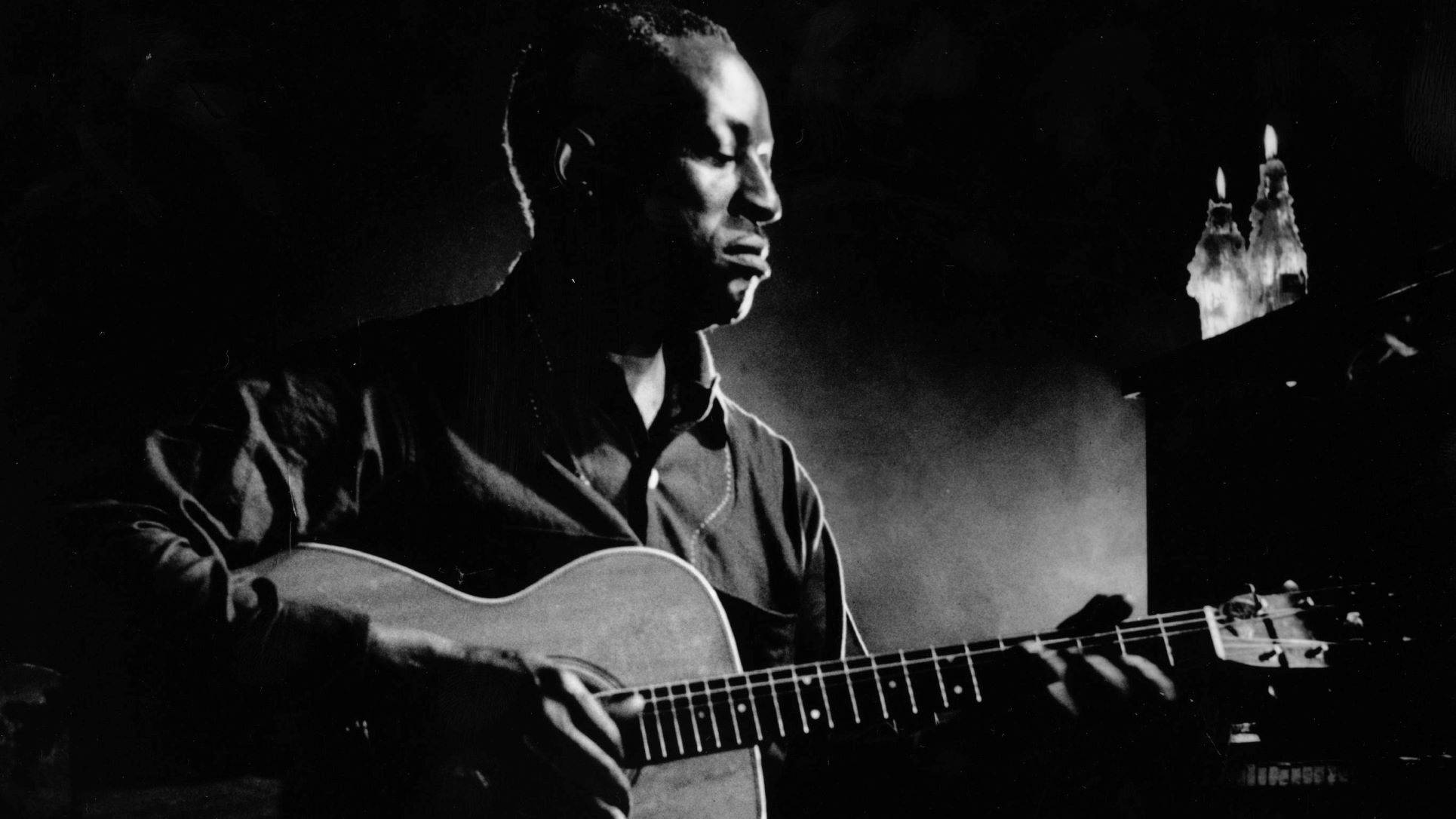 Big Bill Broonzy, acoustic guitar, dramatic spotlight, Full HD Desktop Wallpaper