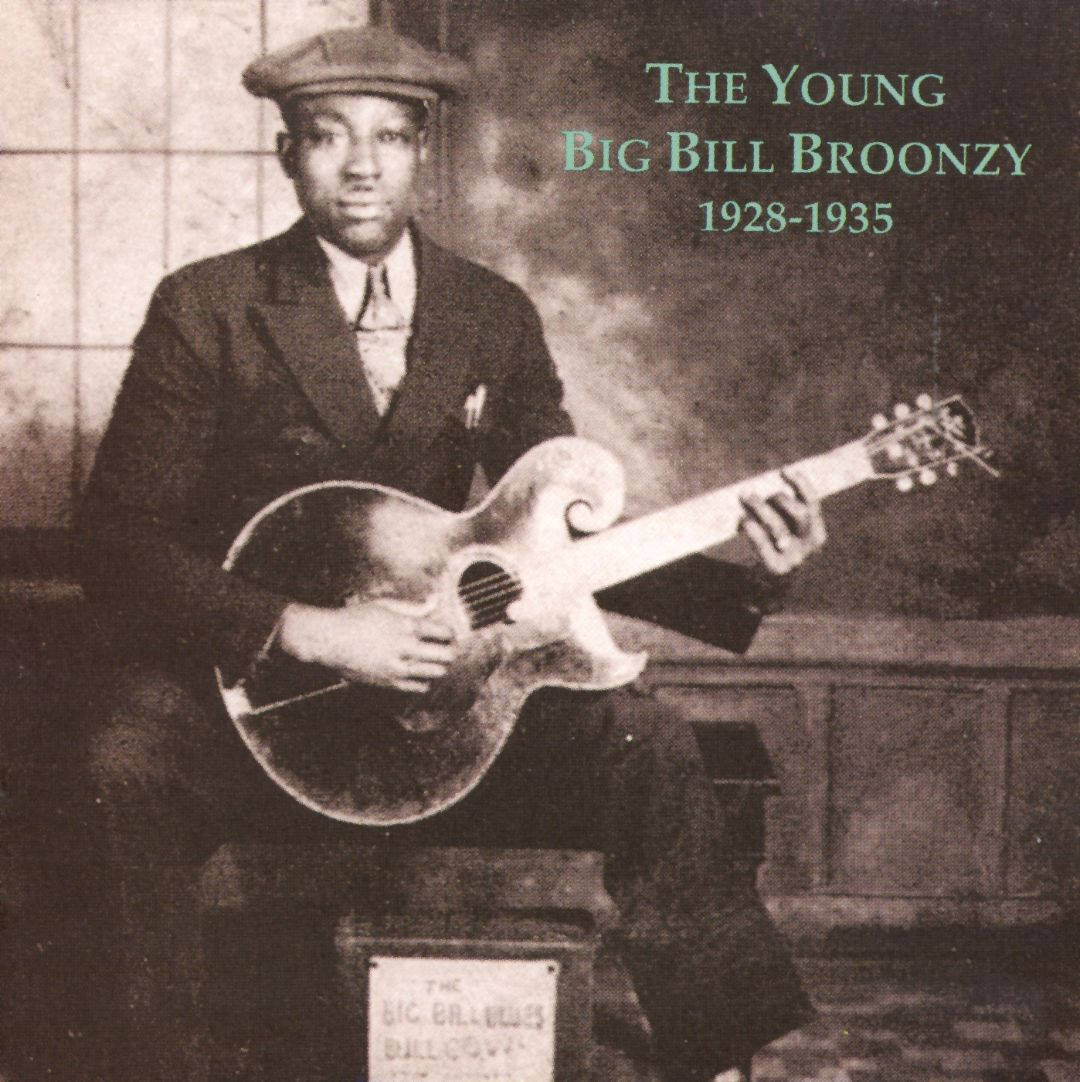 Big Bill Broonzy, vintage sepia-toned portrait, guitar, SD Phone Wallpaper