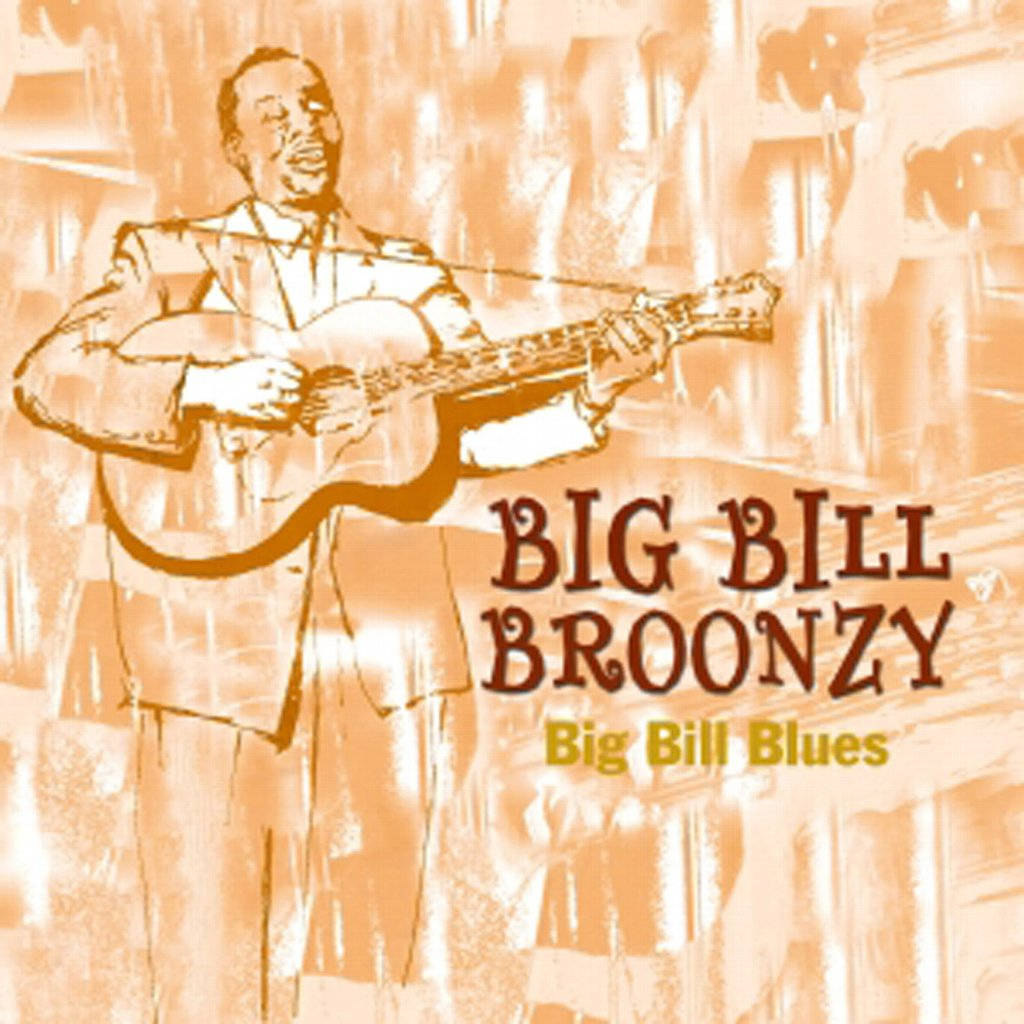 Big Bill Broonzy, acoustic guitar, warm orange textured background, SD Desktop Wallpaper