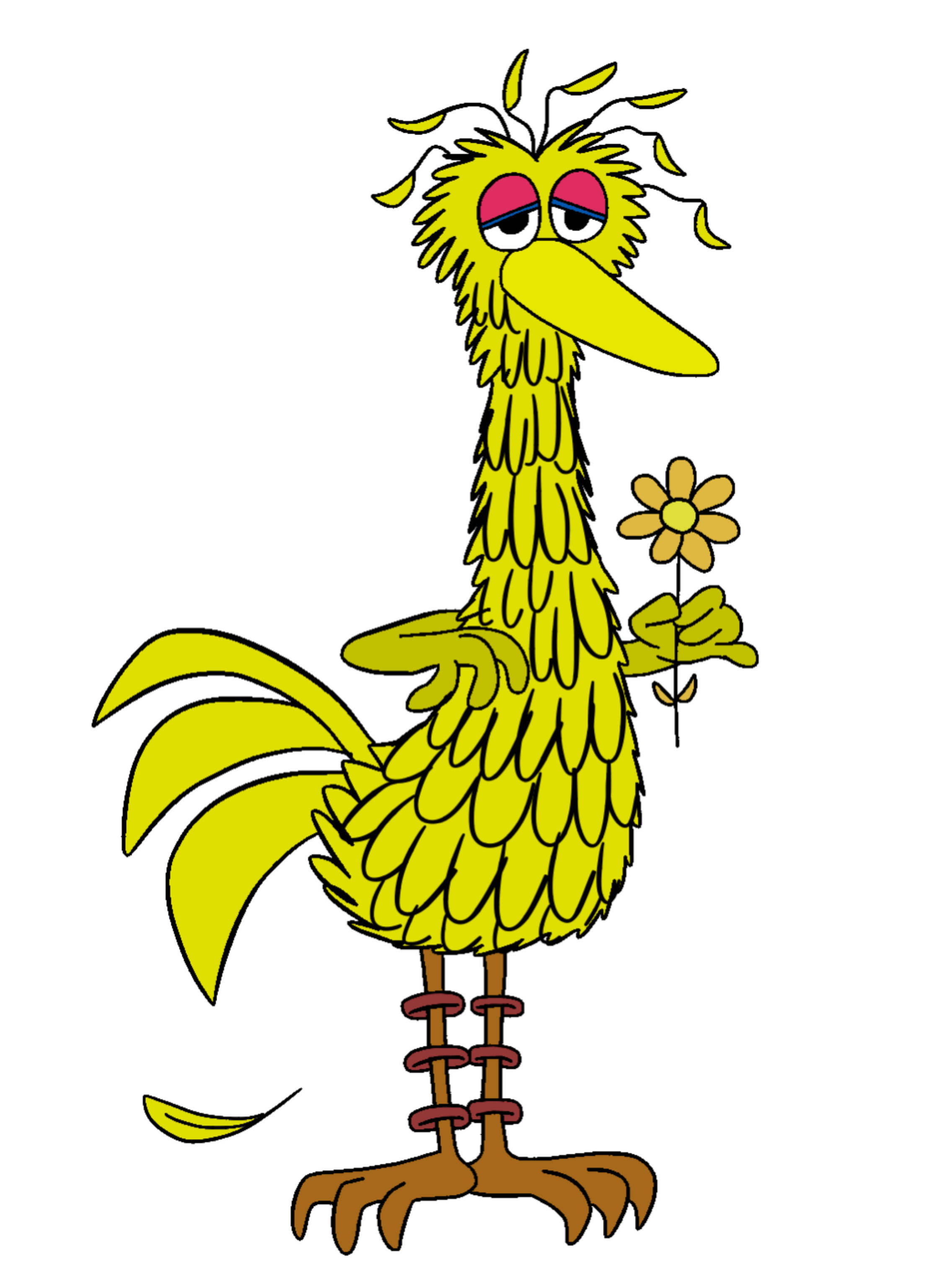 Big Bird, yellow bird, messy feathers, 2K Phone Wallpaper