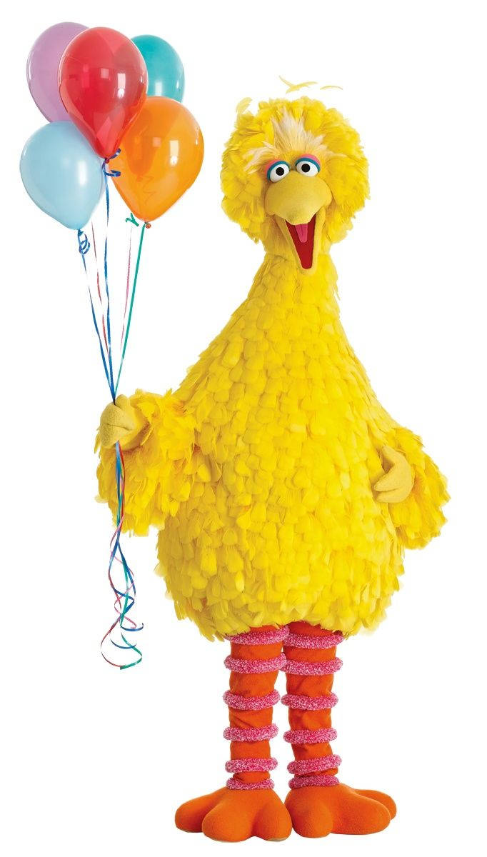 Big Bird, colorful balloons, white background, SD Phone Wallpaper