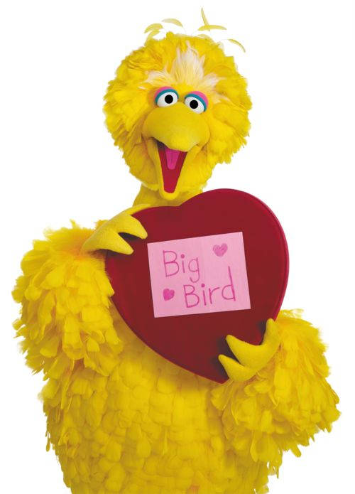 Big Bird, red heart, white background, SD Phone Wallpaper