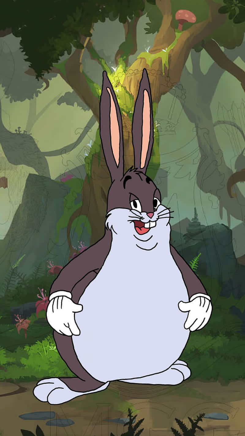 Big Chungus, cartoon rabbit, lush green forest, HD Phone Wallpaper
