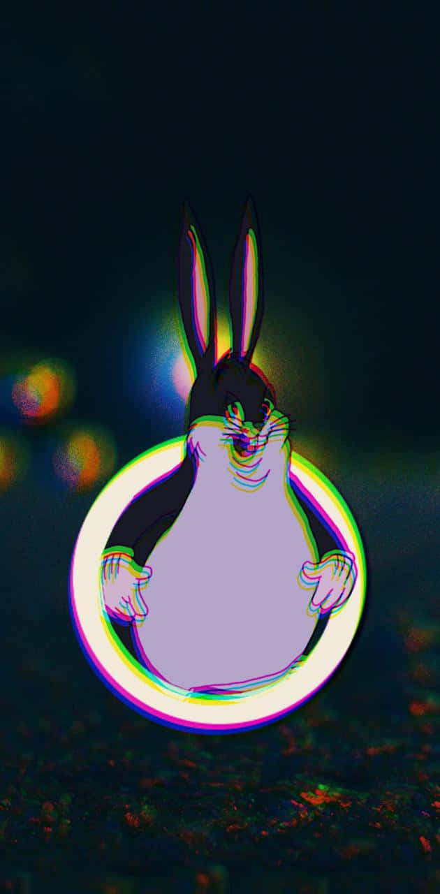 Big Chungus, cartoon rabbit, glowing rainbow halo, HD Phone Wallpaper