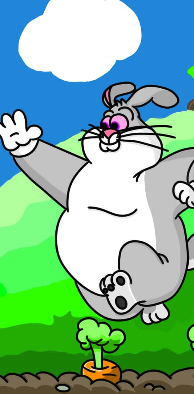 Big Chungus, cartoon rabbit, carrot patch, HD Phone Wallpaper