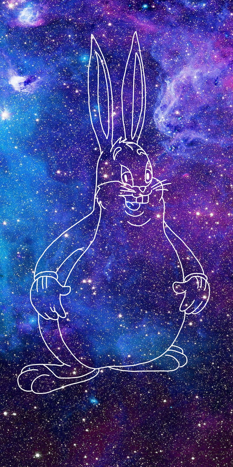Big Chungus, white outlined cartoon rabbit, cosmic nebula, HD Phone Wallpaper