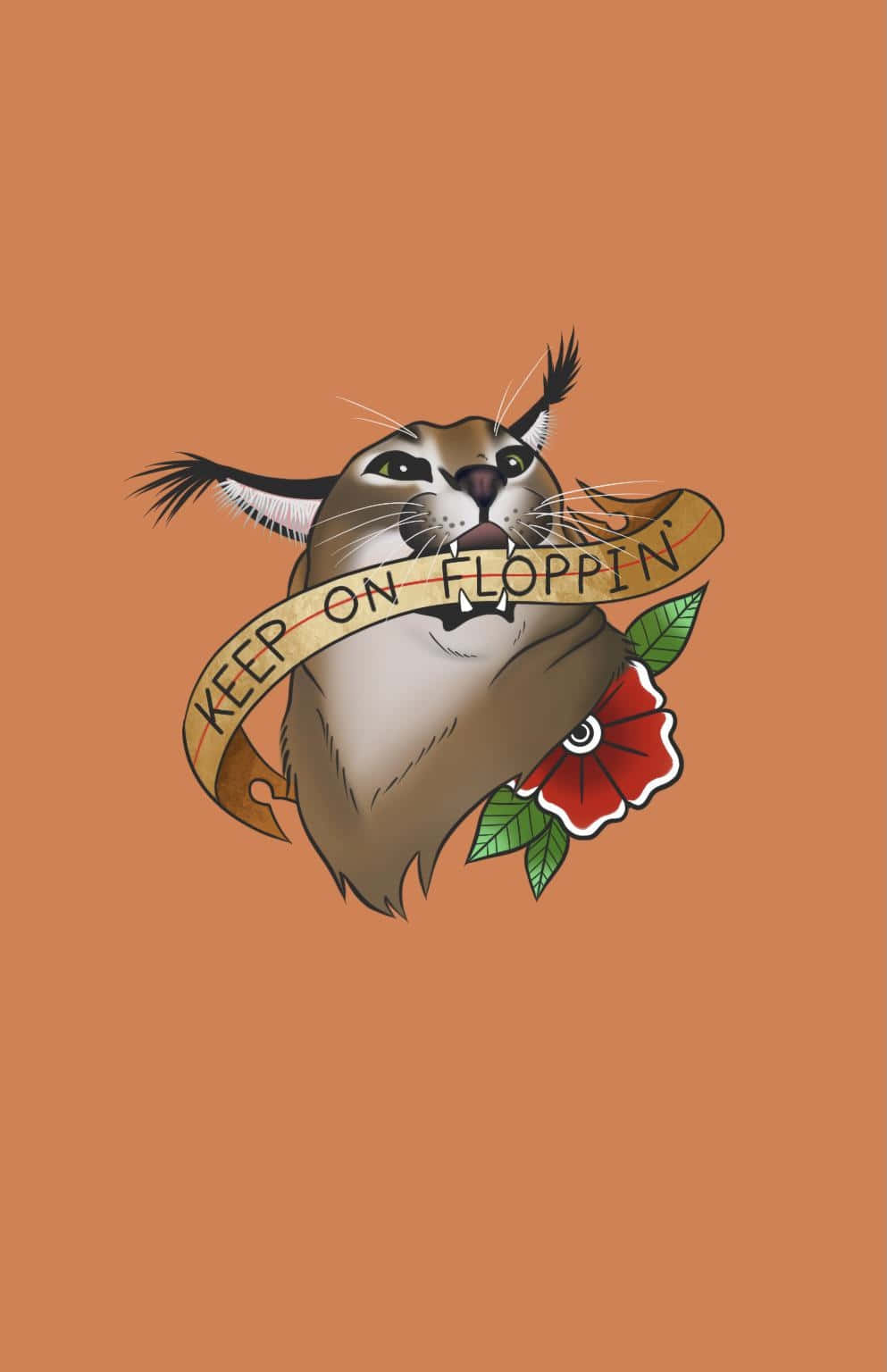 Big Floppa, keep on floppin', red flower, HD Phone Wallpaper