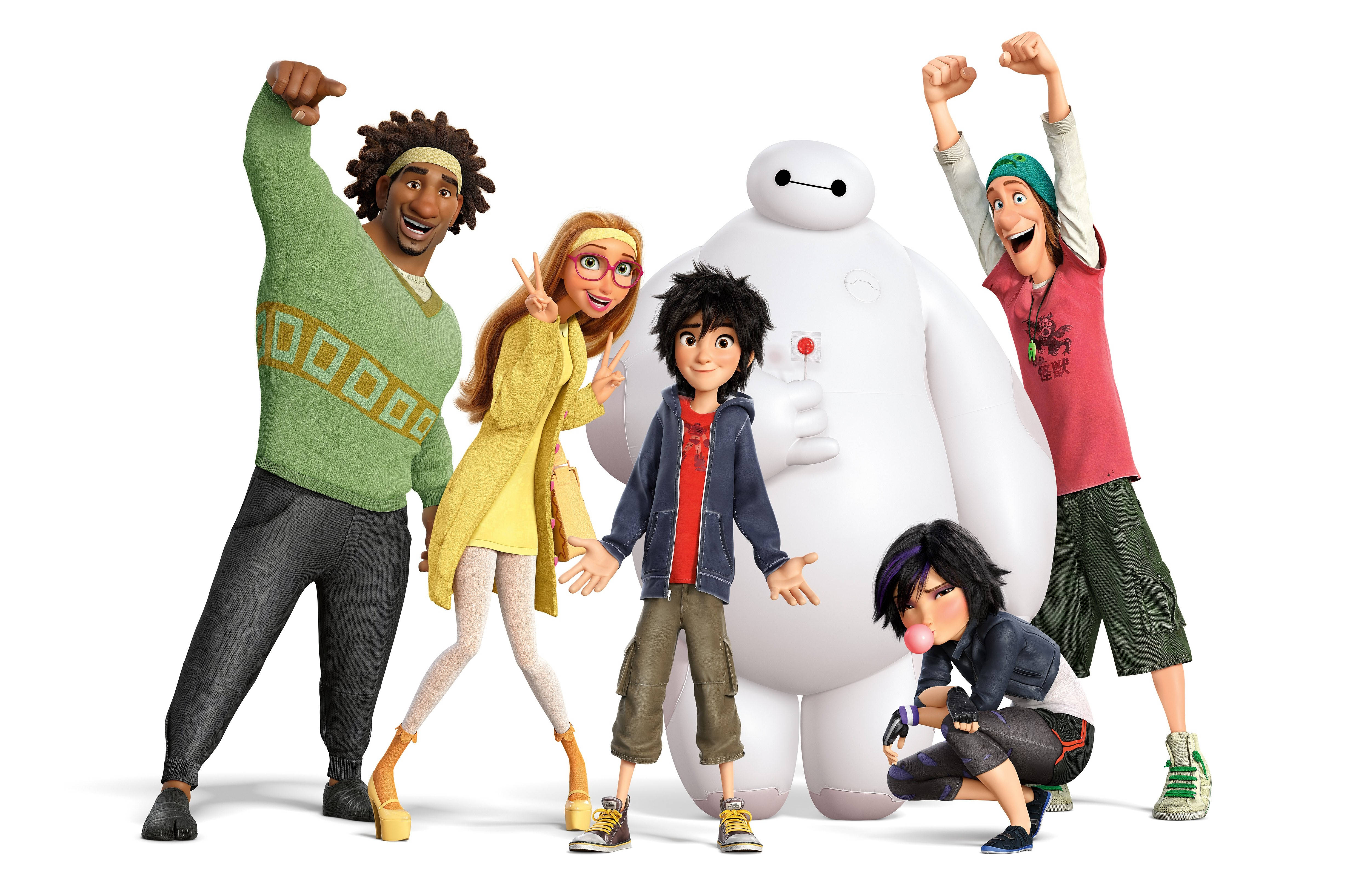 Big Hero 6, animated characters, vibrant colorful outfits, 4K Desktop Wallpaper