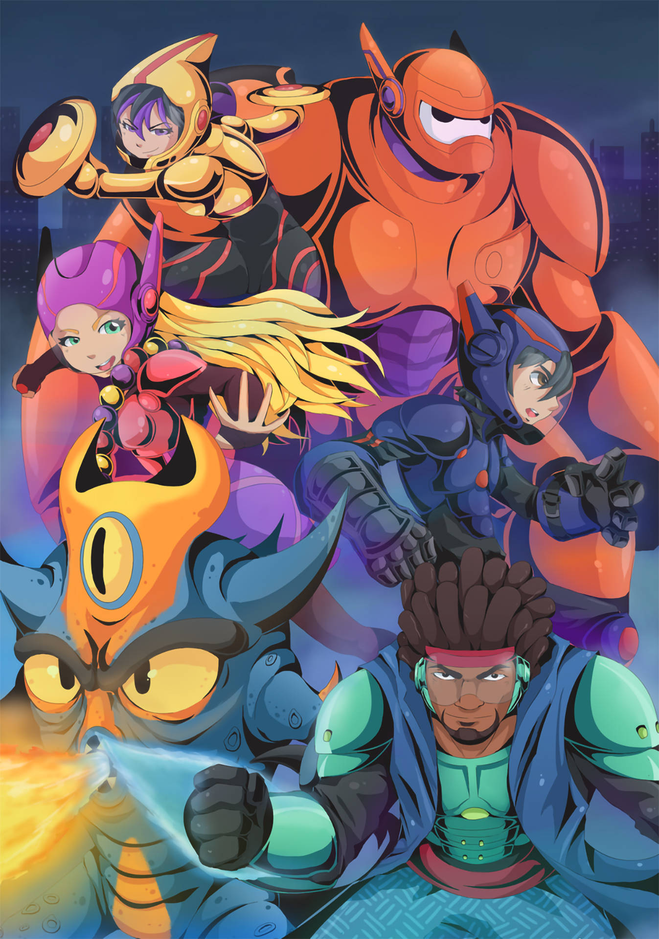 Big Hero 6, armored heroes, villains, Full HD Phone Wallpaper
