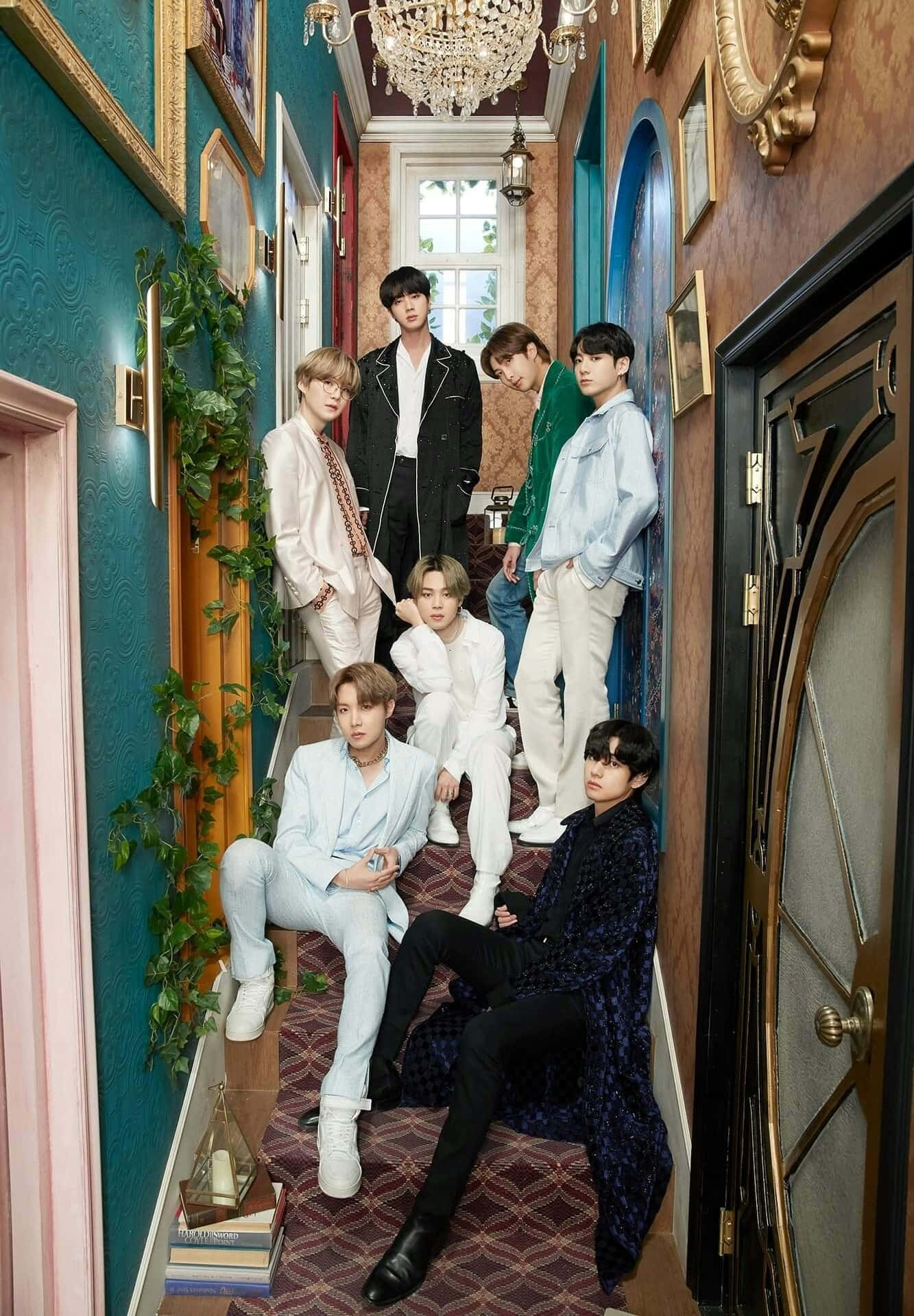 Big Hit Entertainment, teal walls, gold trim, HD Phone Wallpaper