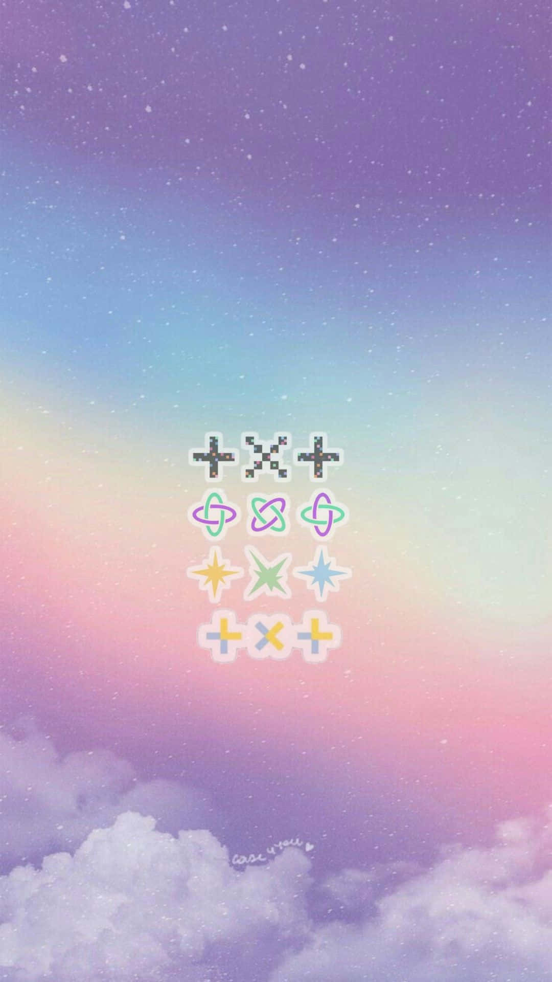 Big Hit Entertainment, pastel gradient sky, pixelated symbols, Full HD Phone Wallpaper
