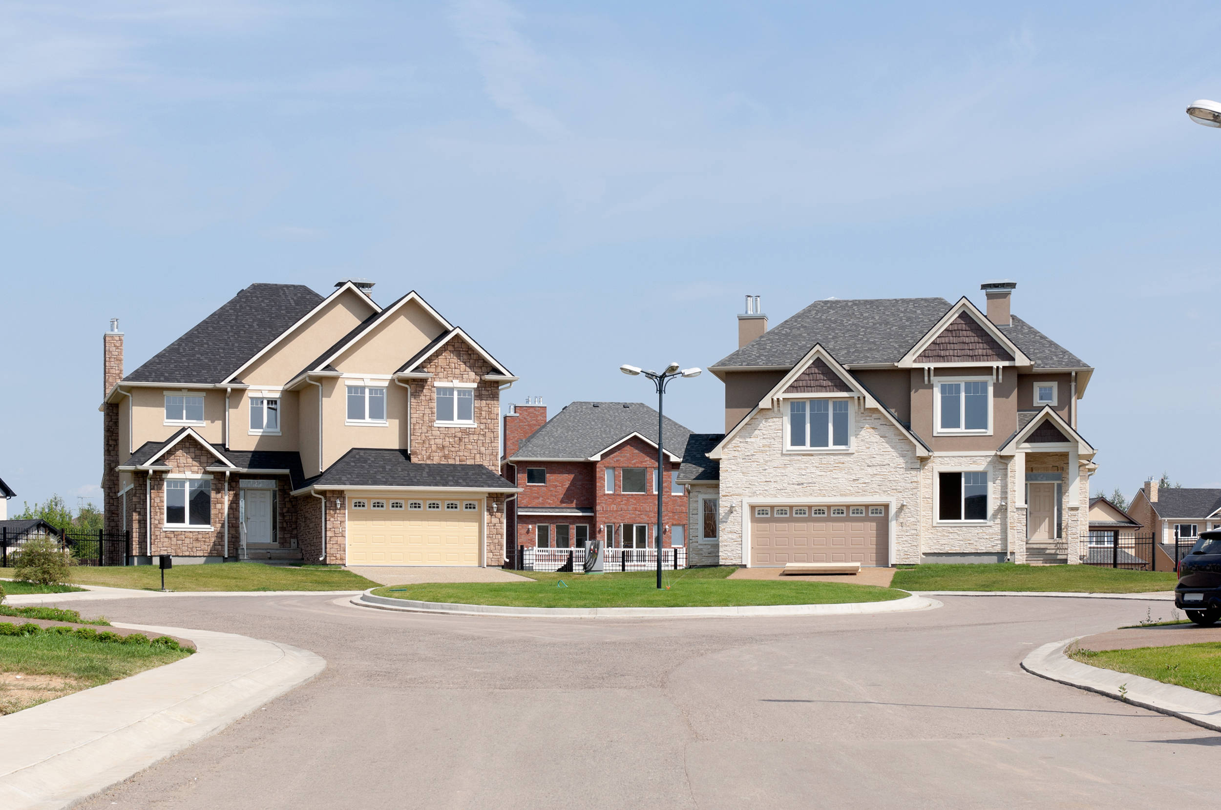 Luxurious Big House, suburban neighborhood, two-story houses, Full HD Desktop Wallpaper