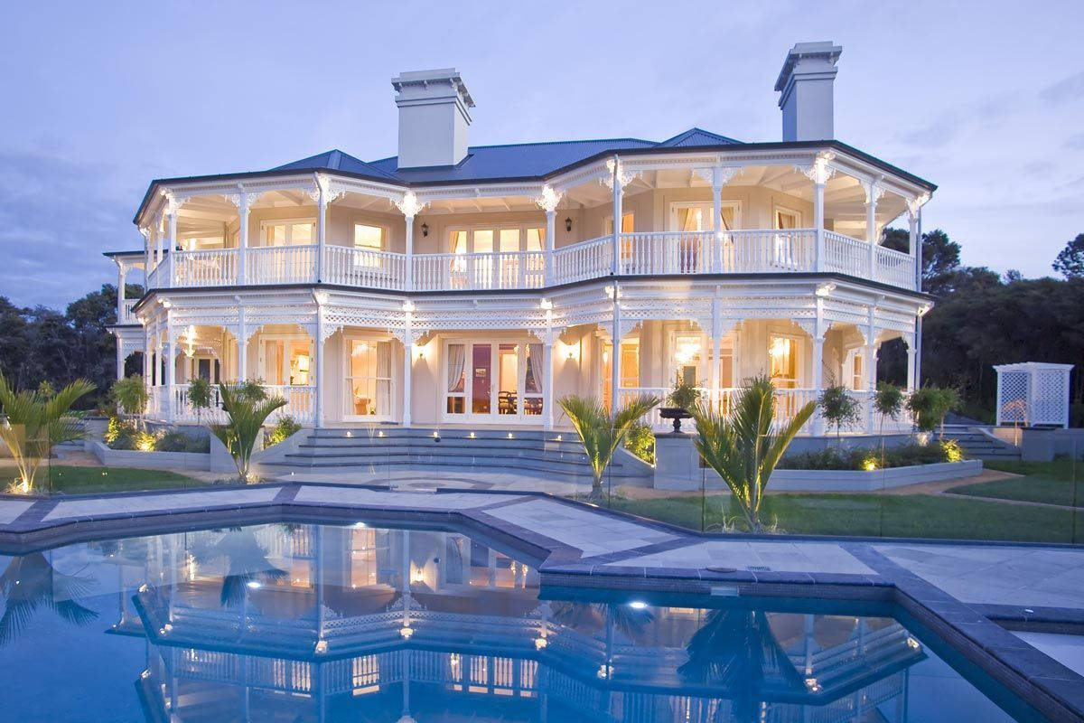 Big House, pool, dusk, SD Desktop Wallpaper