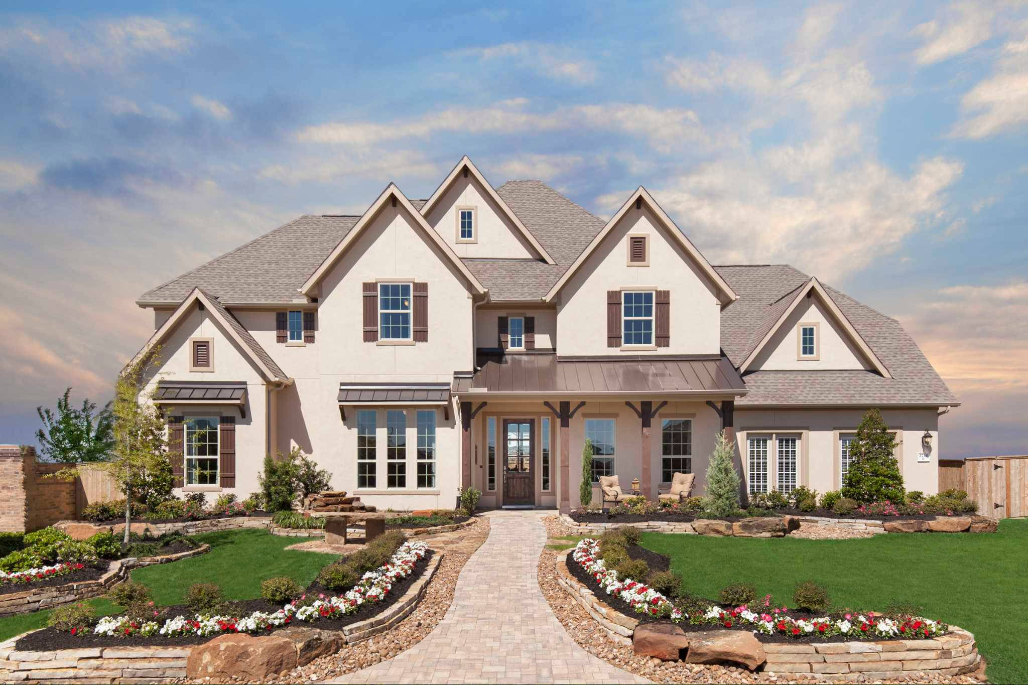 beige, Big House, two-story house, Full HD Desktop Wallpaper