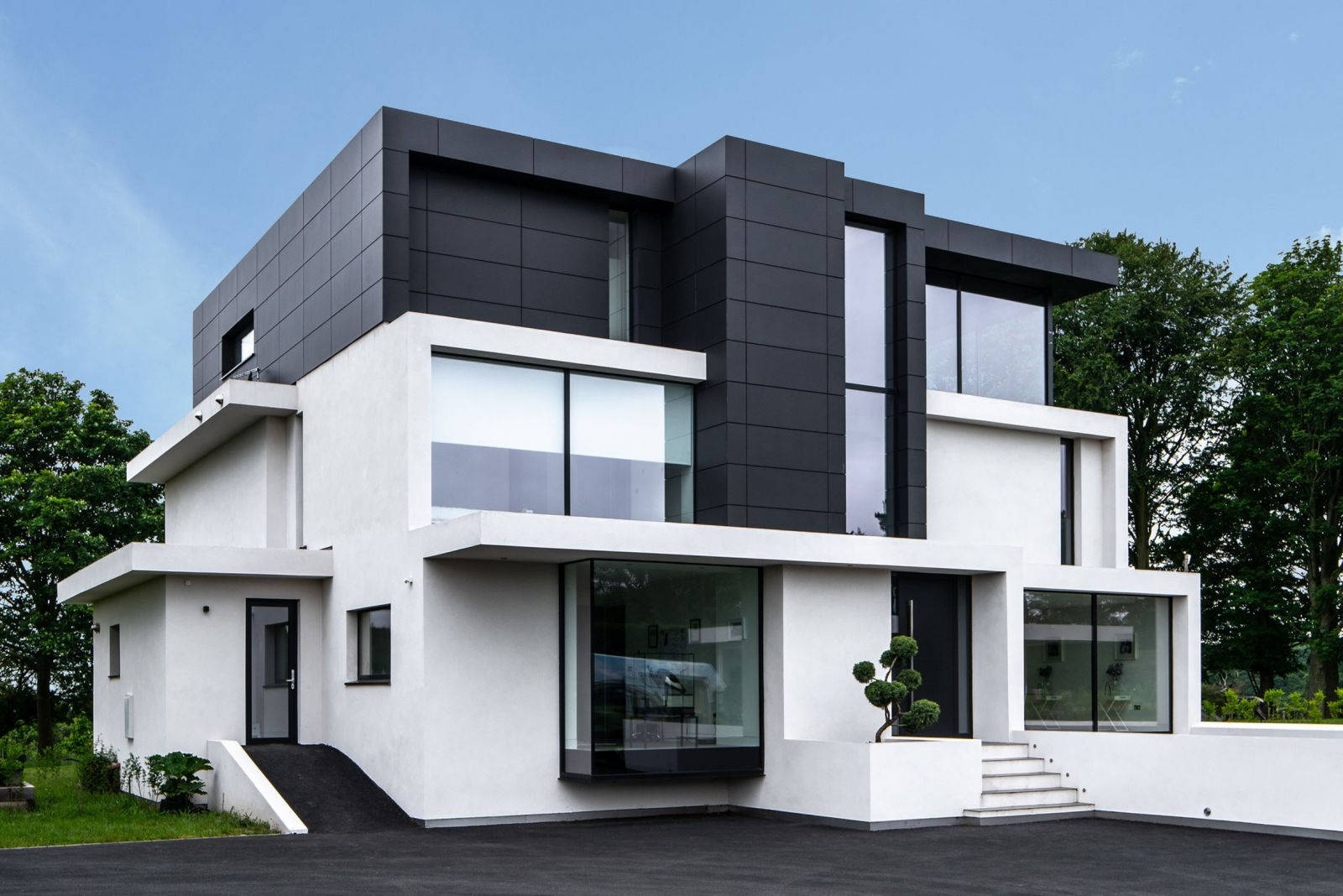 Big House, black and white, geometric panels, HD Desktop Wallpaper
