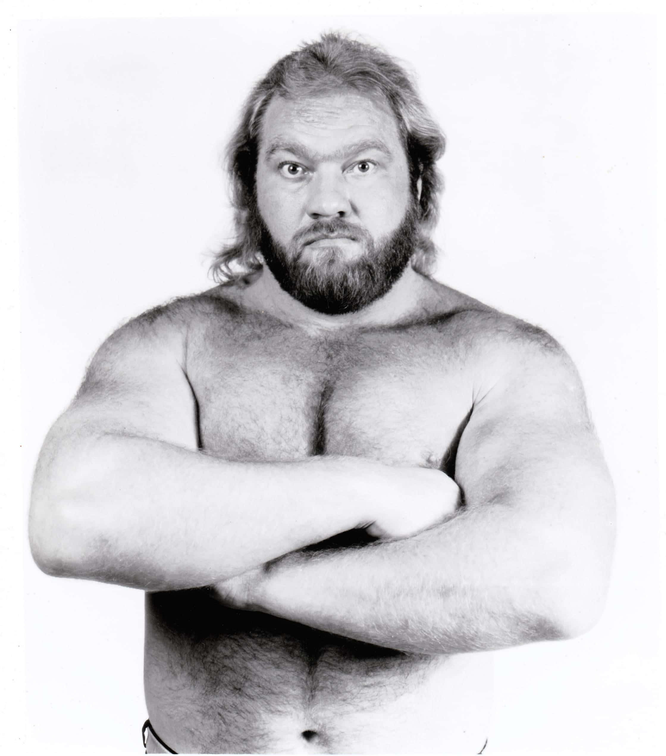Big John Studd, black and white photo, muscular bearded man, Full HD Phone Wallpaper