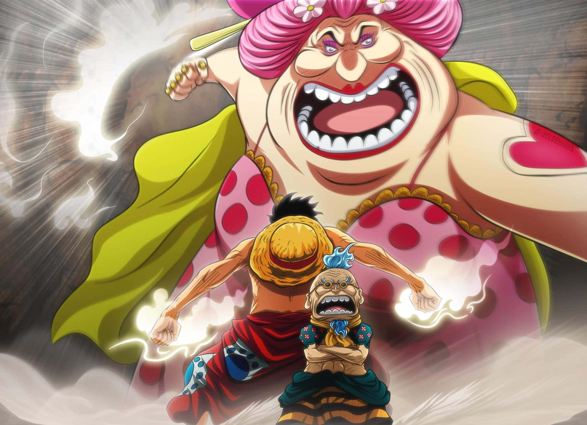 Big Mom, pink-haired woman, straw hat, Full HD Desktop Wallpaper