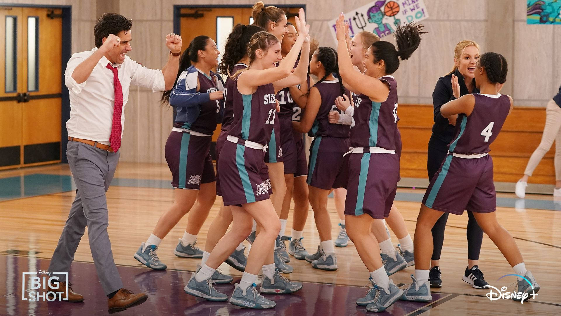 Big Shot, high school girls basketball team, gymnasium court, Full HD Desktop Wallpaper