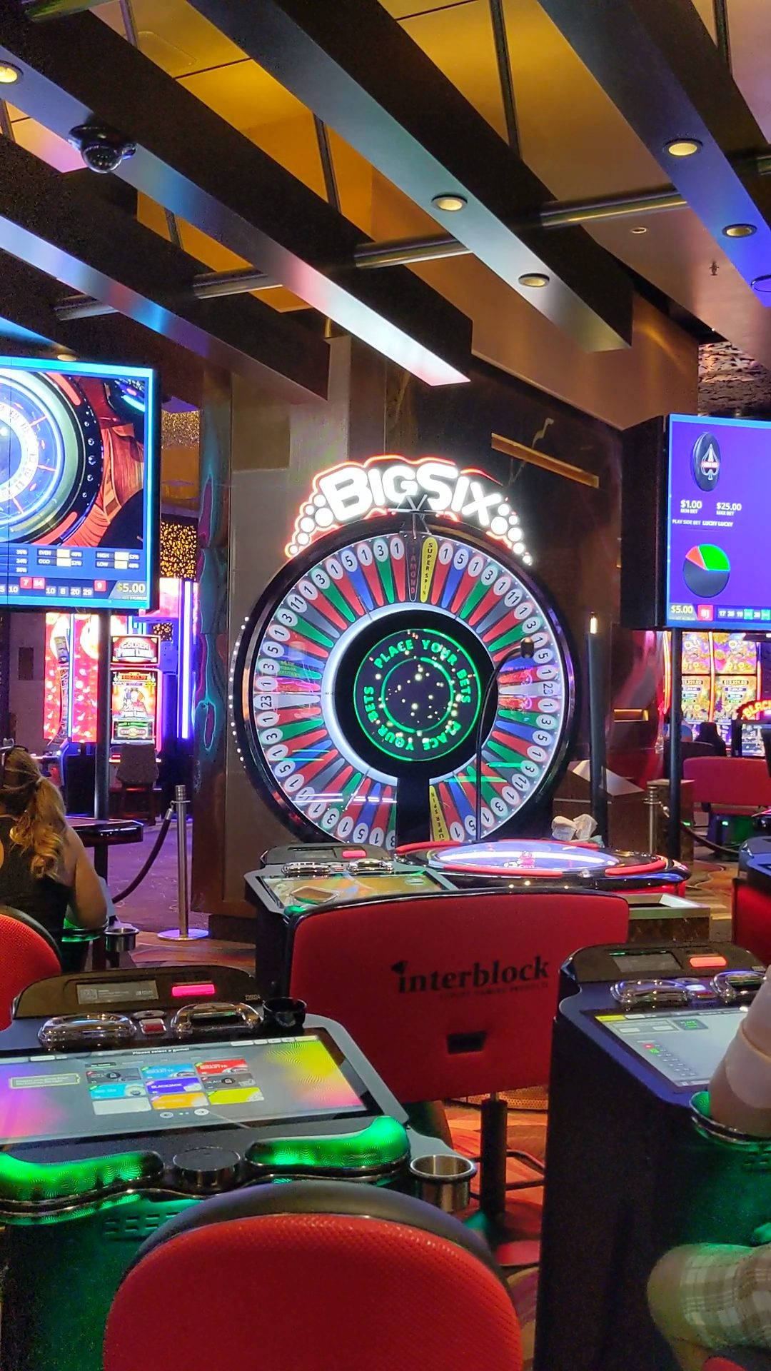 Big Six Wheel, casino floor, glowing Big Six wheel, Full HD Phone Wallpaper