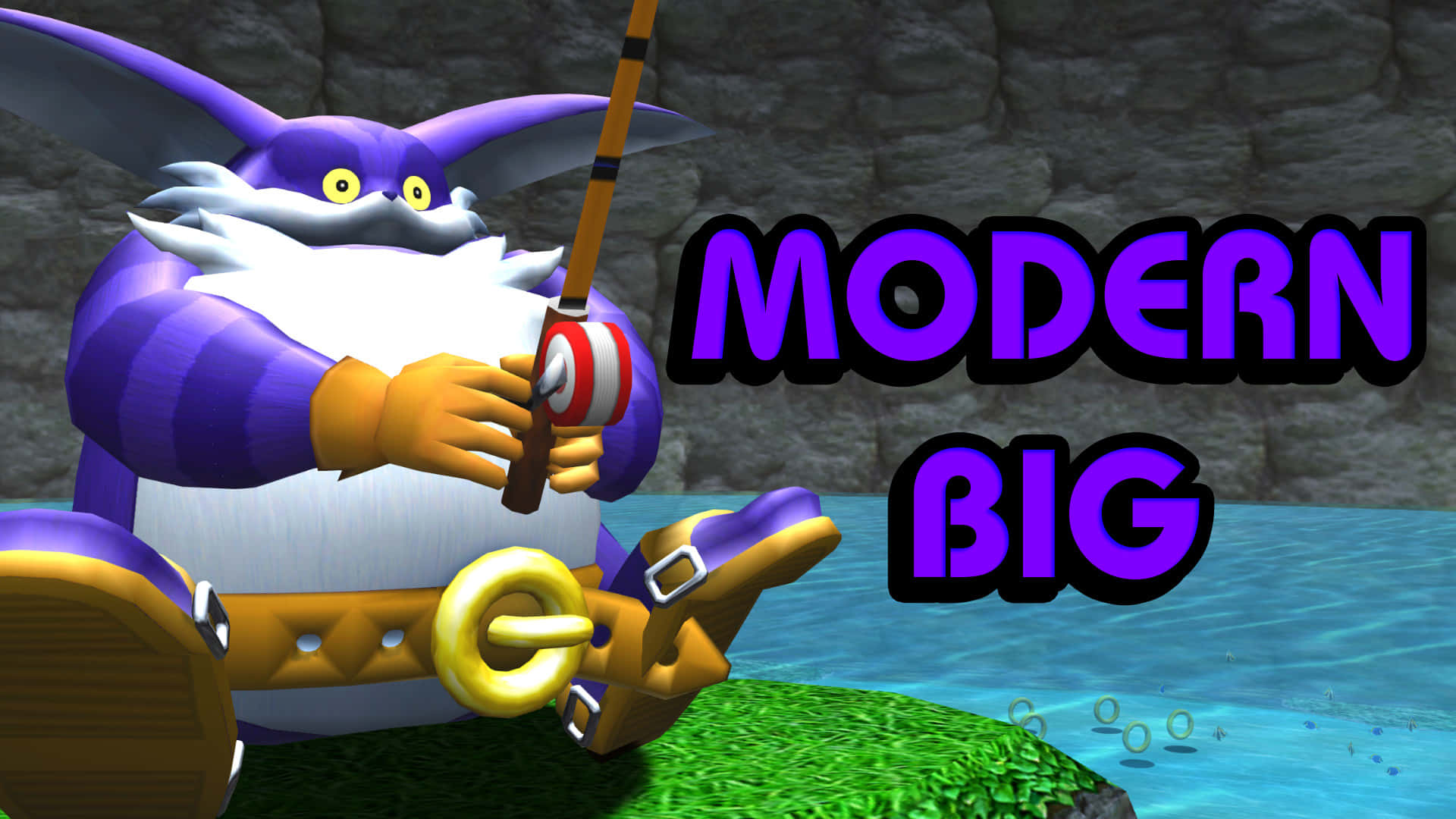 Big The Cat, purple cartoon catfisherman, white beard, Full HD Desktop Wallpaper