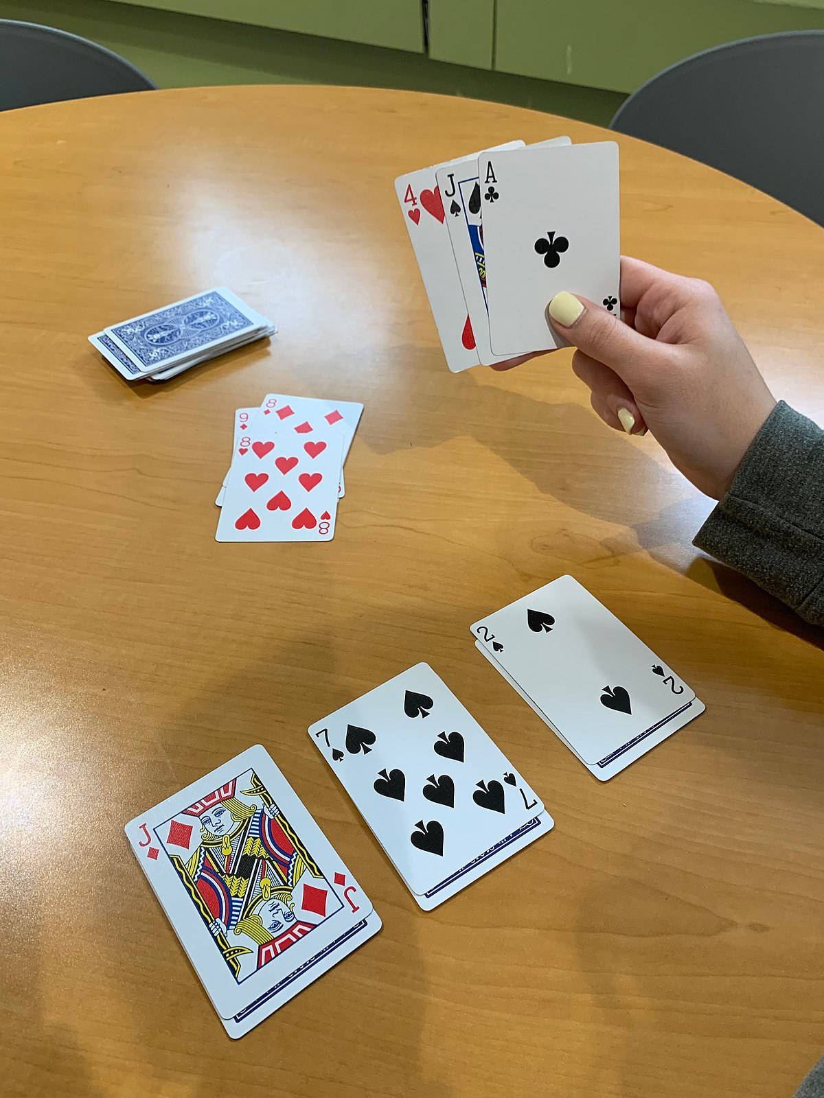Big Two, playing cards, wooden table, HD Phone Wallpaper