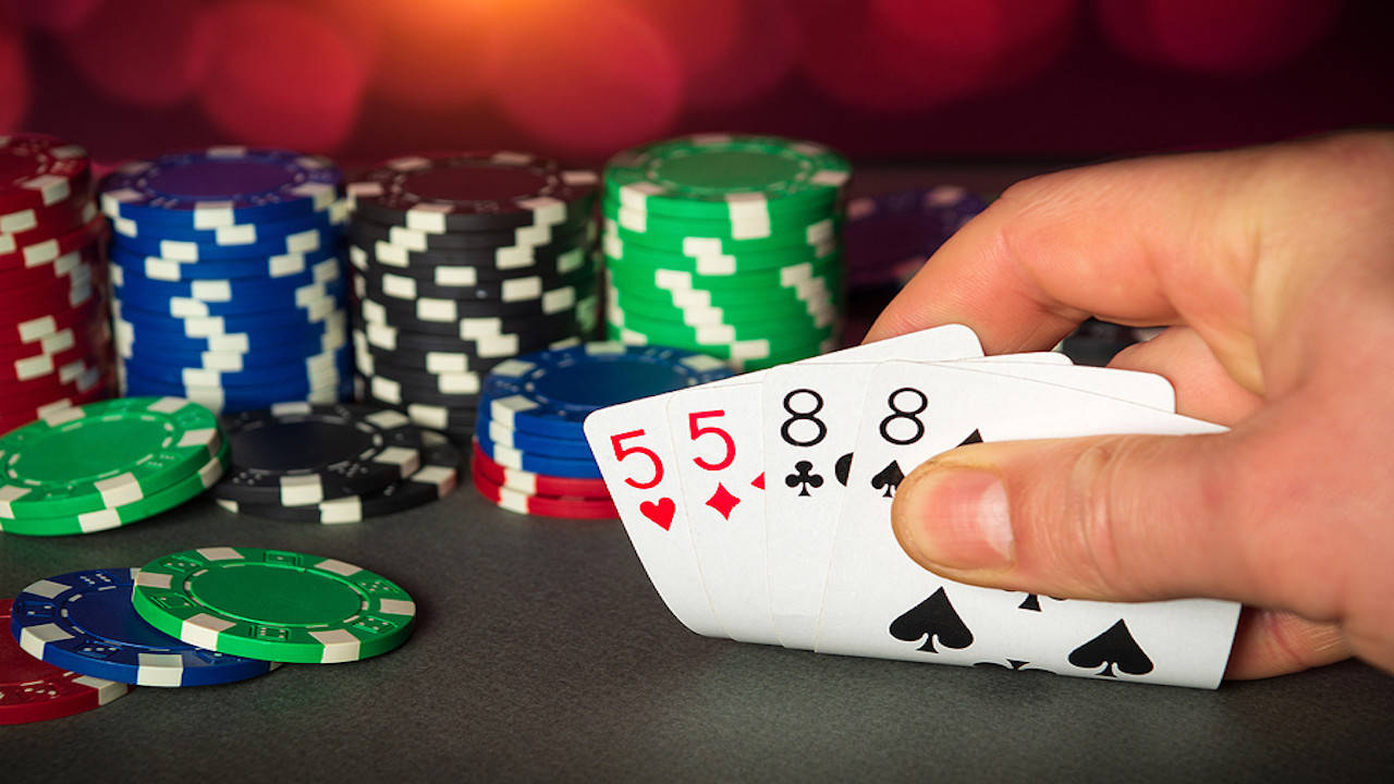 Big Two, playing cards, colorful casino chips, HD Desktop Wallpaper