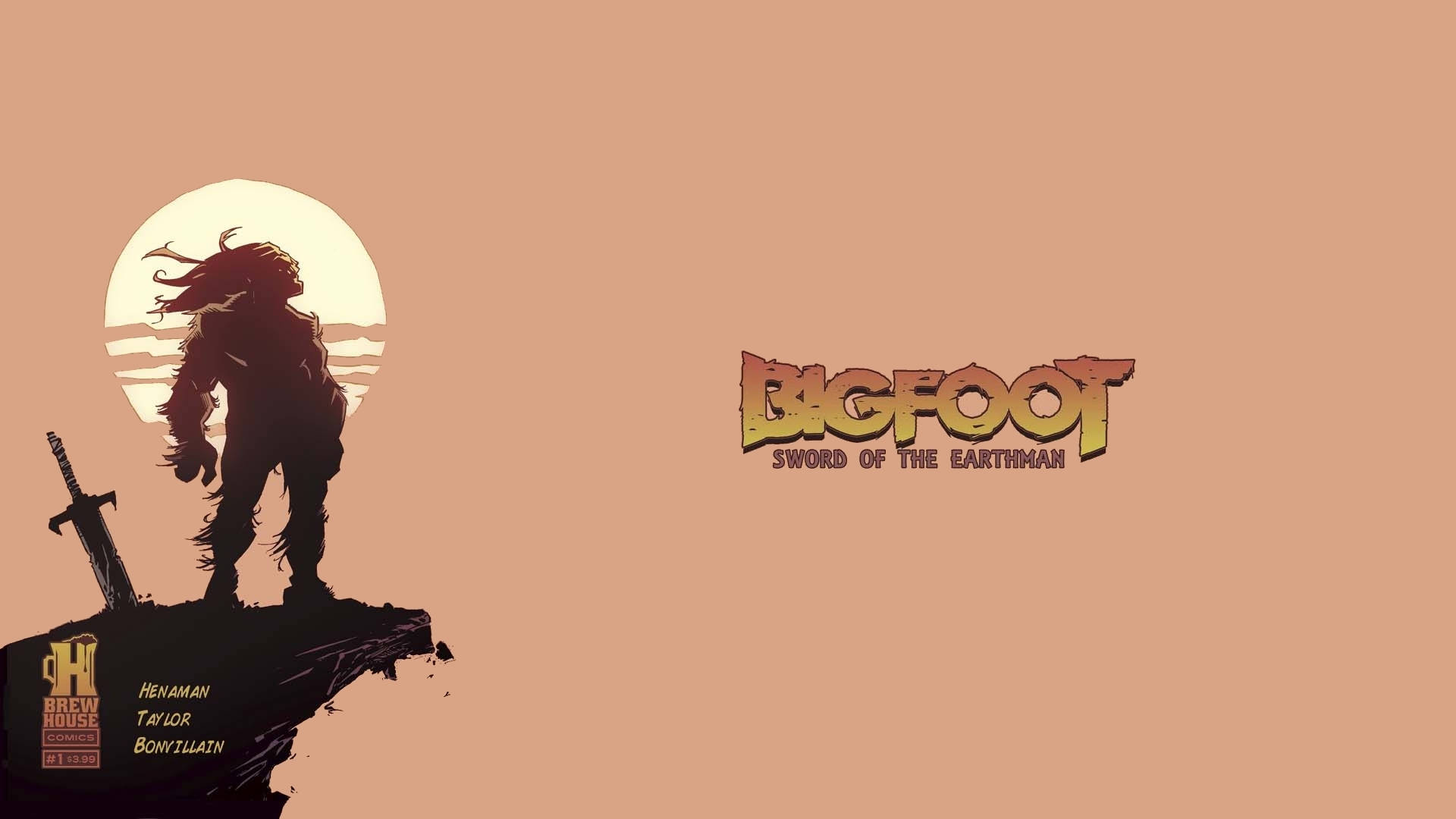 Bigfoot, cliff, sword, Full HD Desktop Wallpaper