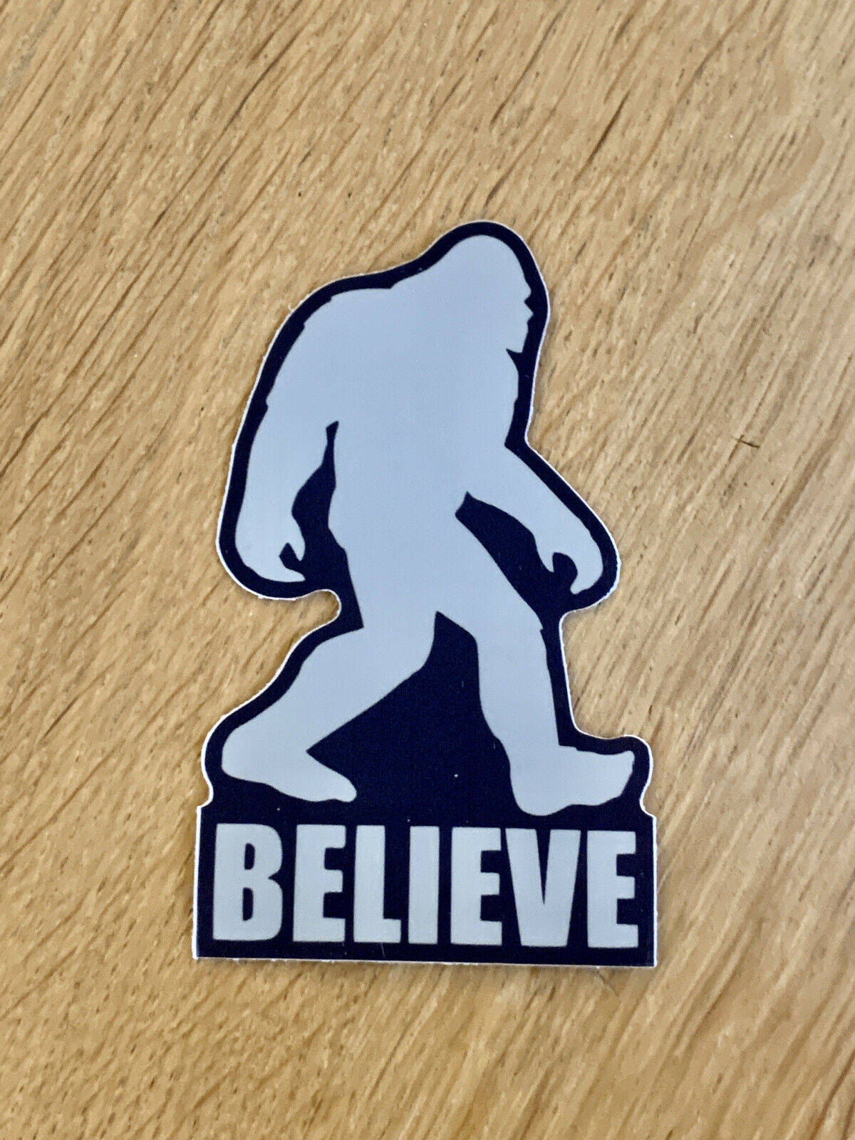 Bigfoot, light blue, bold white 'BELIEVE' text, HD Phone Wallpaper