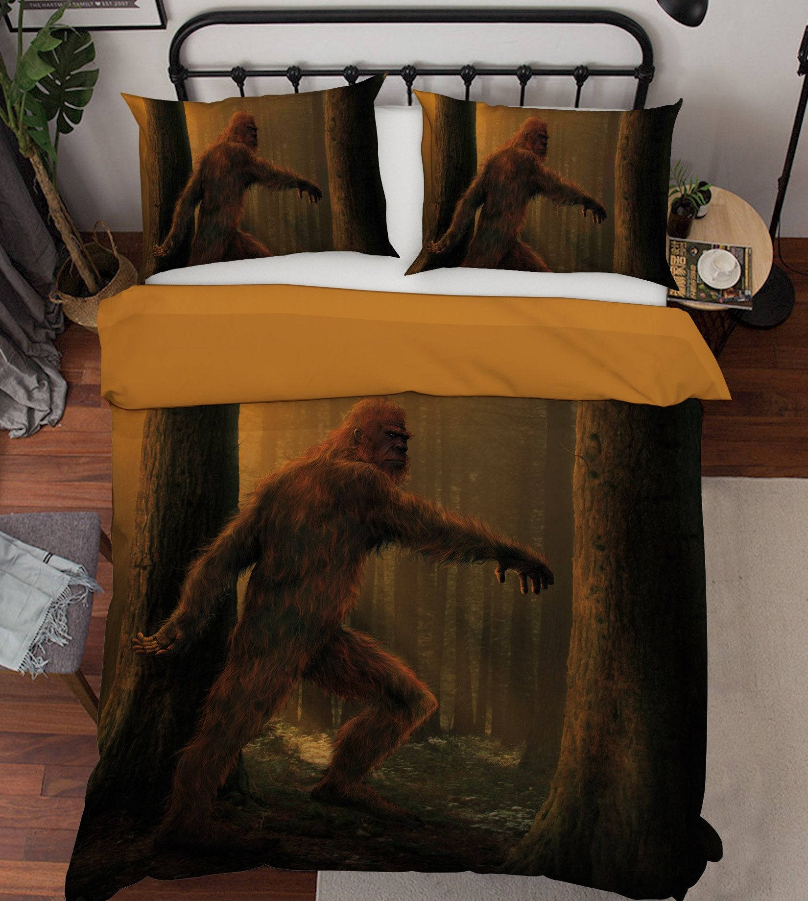 Bigfoot, misty forest, golden hour, HD Phone Wallpaper