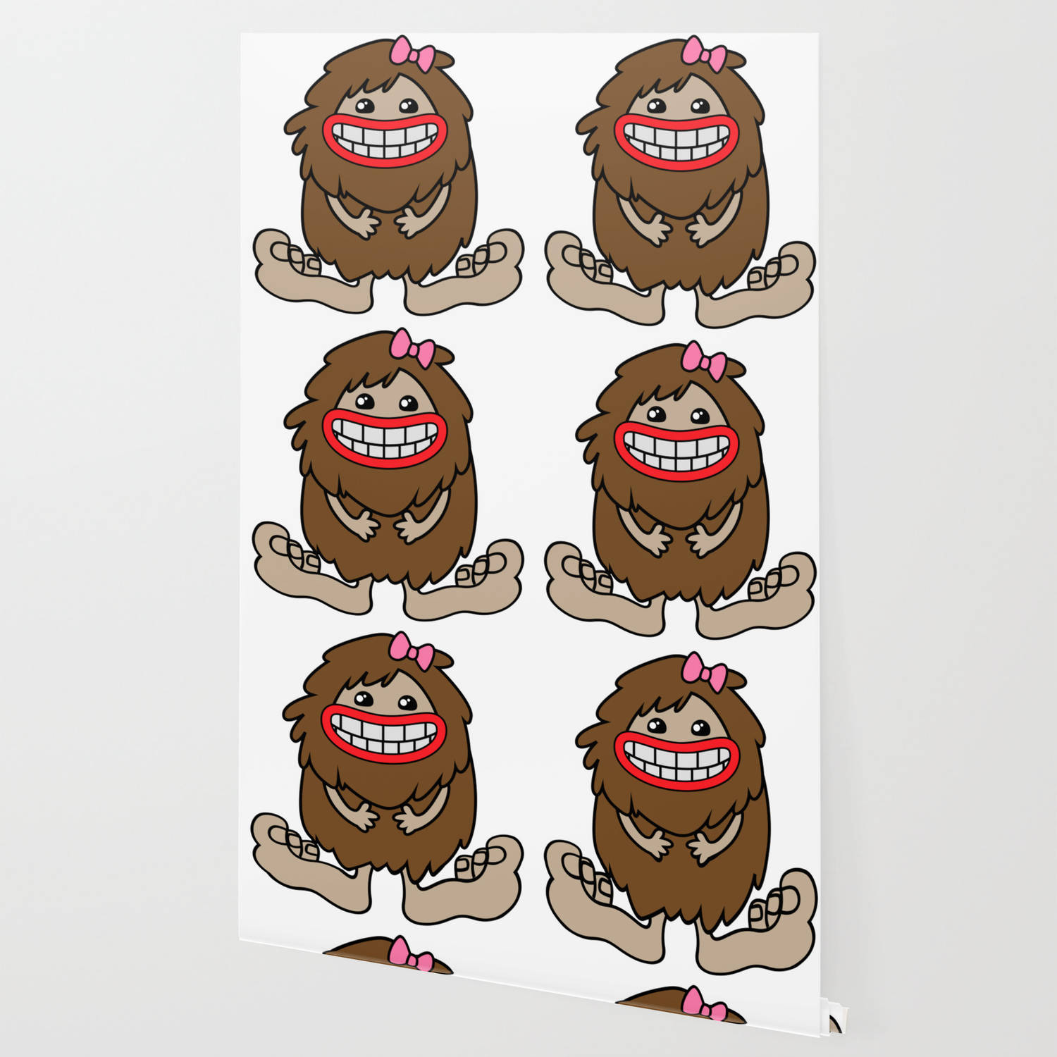 Bigfoot, cartoon bigfoot, pink bows, HD Desktop Wallpaper