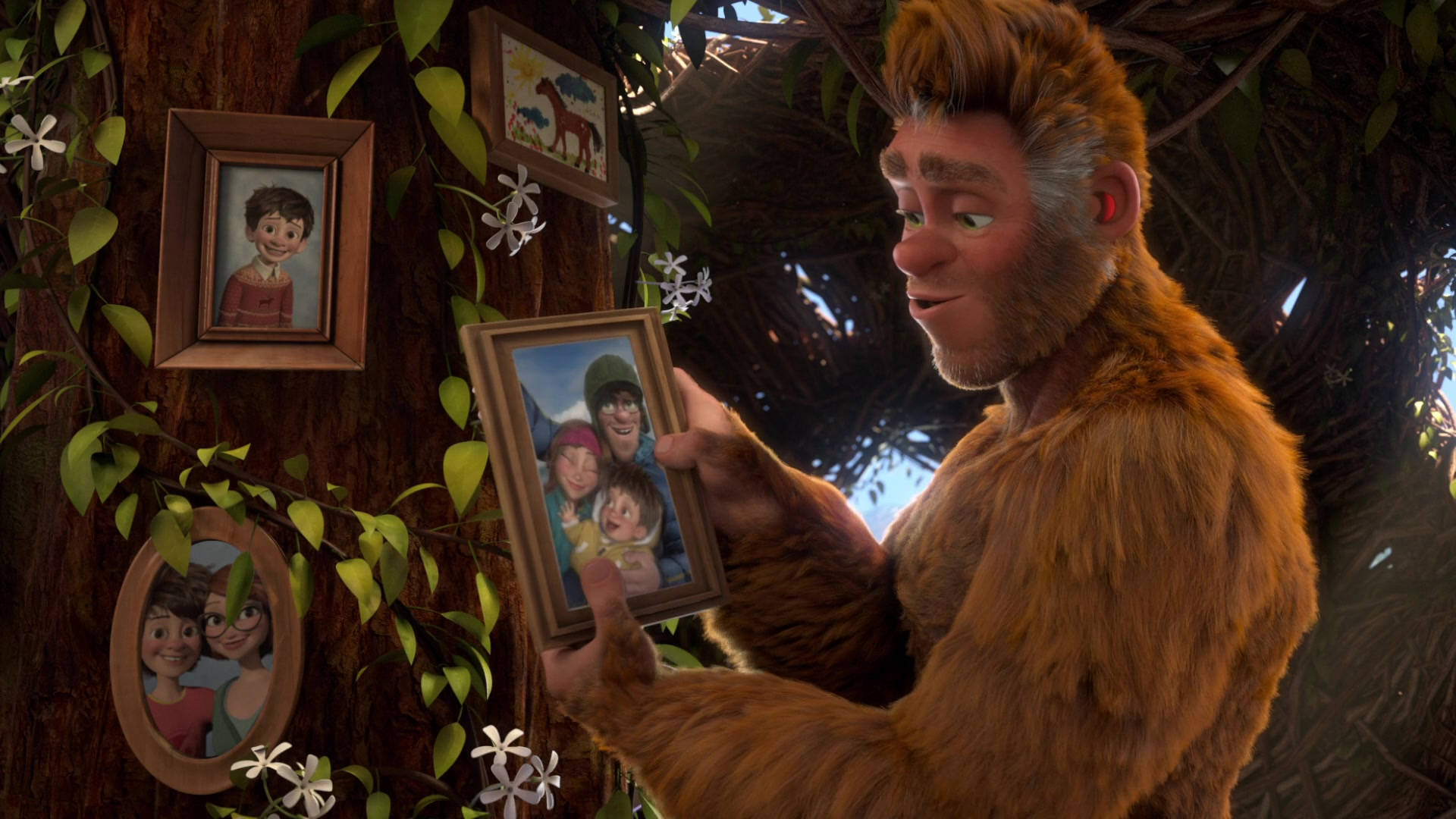 Bigfoot, furry animated giant, family photo, Full HD Desktop Wallpaper