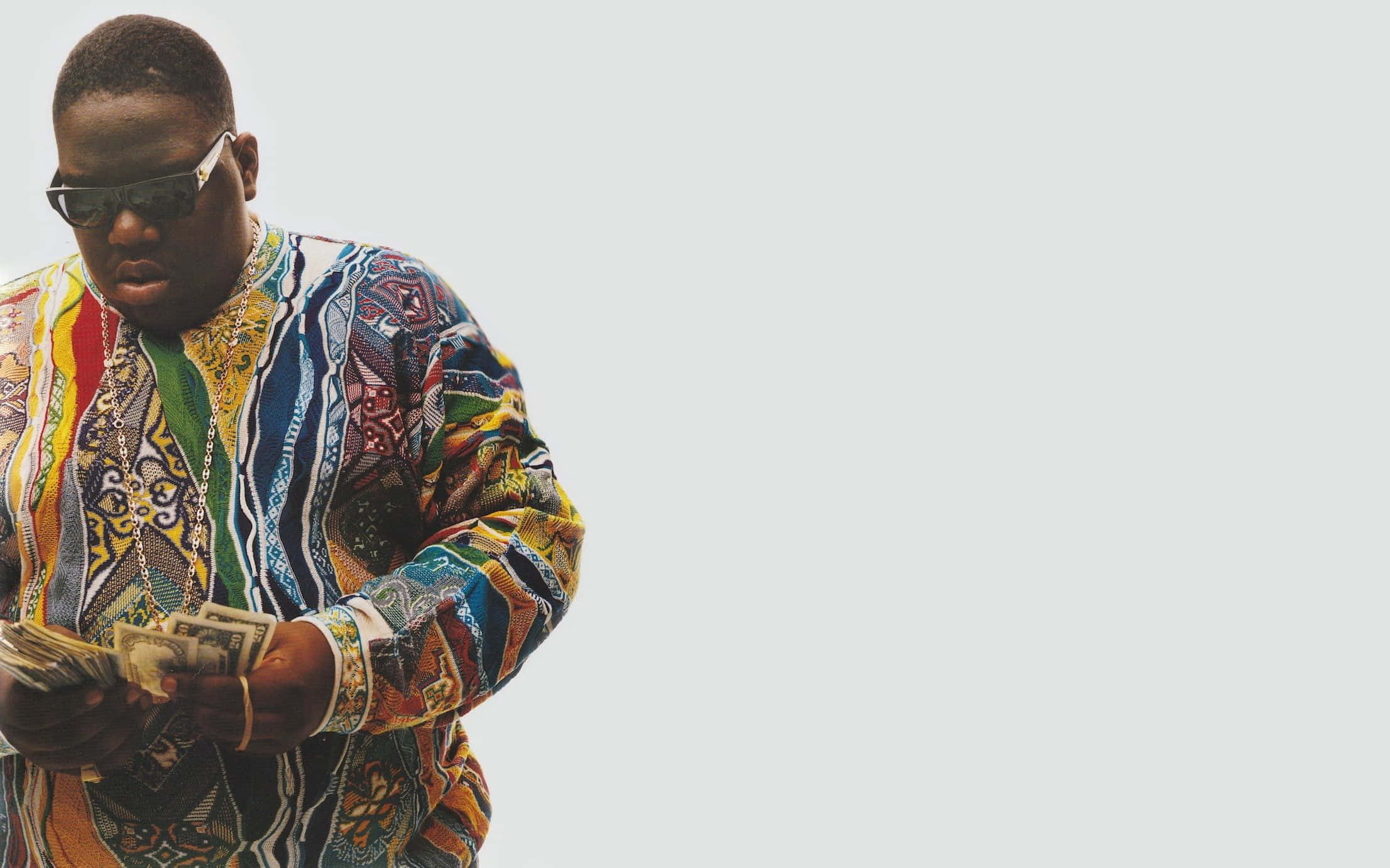 Biggie Smalls, vibrant patterned shirt, sunglasses, Full HD Desktop Wallpaper