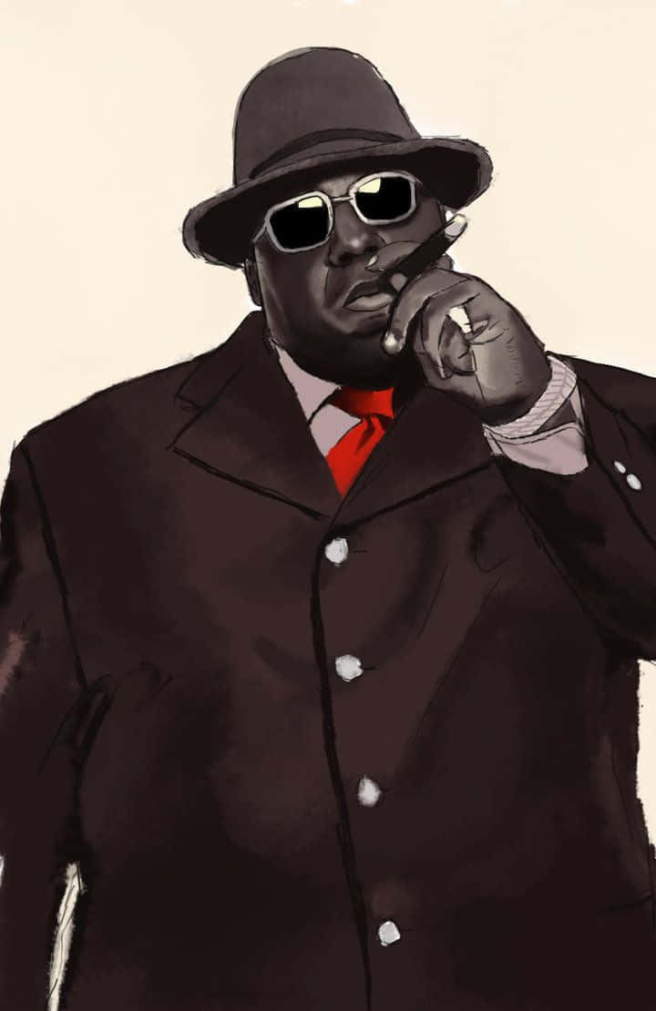 Biggie Smalls, dark coat, fedora, SD Phone Wallpaper