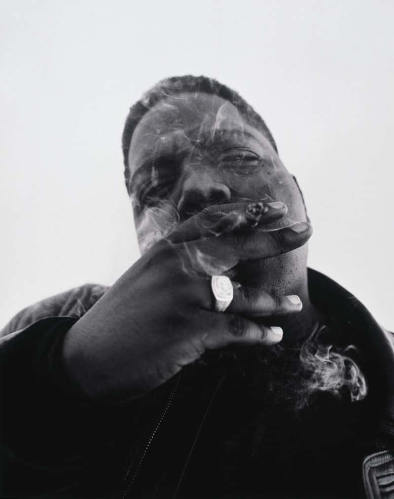 Biggie Smalls, smoking, cigar, SD Phone Wallpaper