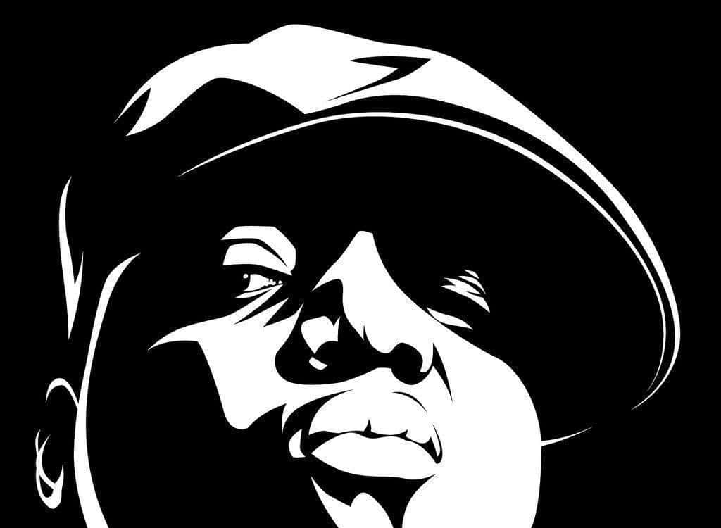 Biggie Smalls, black and white, stylized portrait, SD Desktop Wallpaper