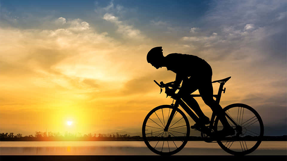 Bike Ride, sunrise, silhouette, SD Desktop Wallpaper