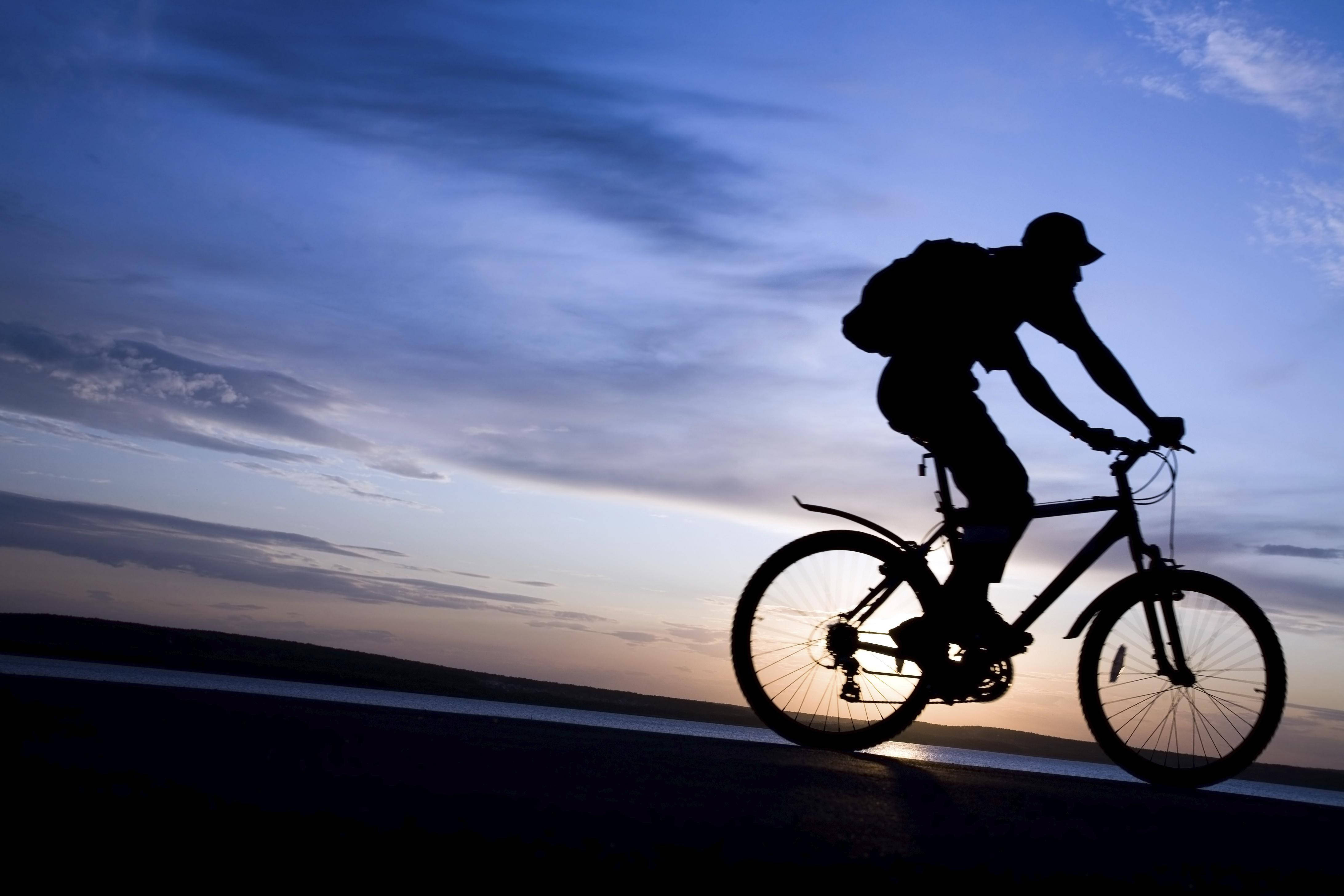 Bike Ride, twilight, road, 4K Desktop Wallpaper