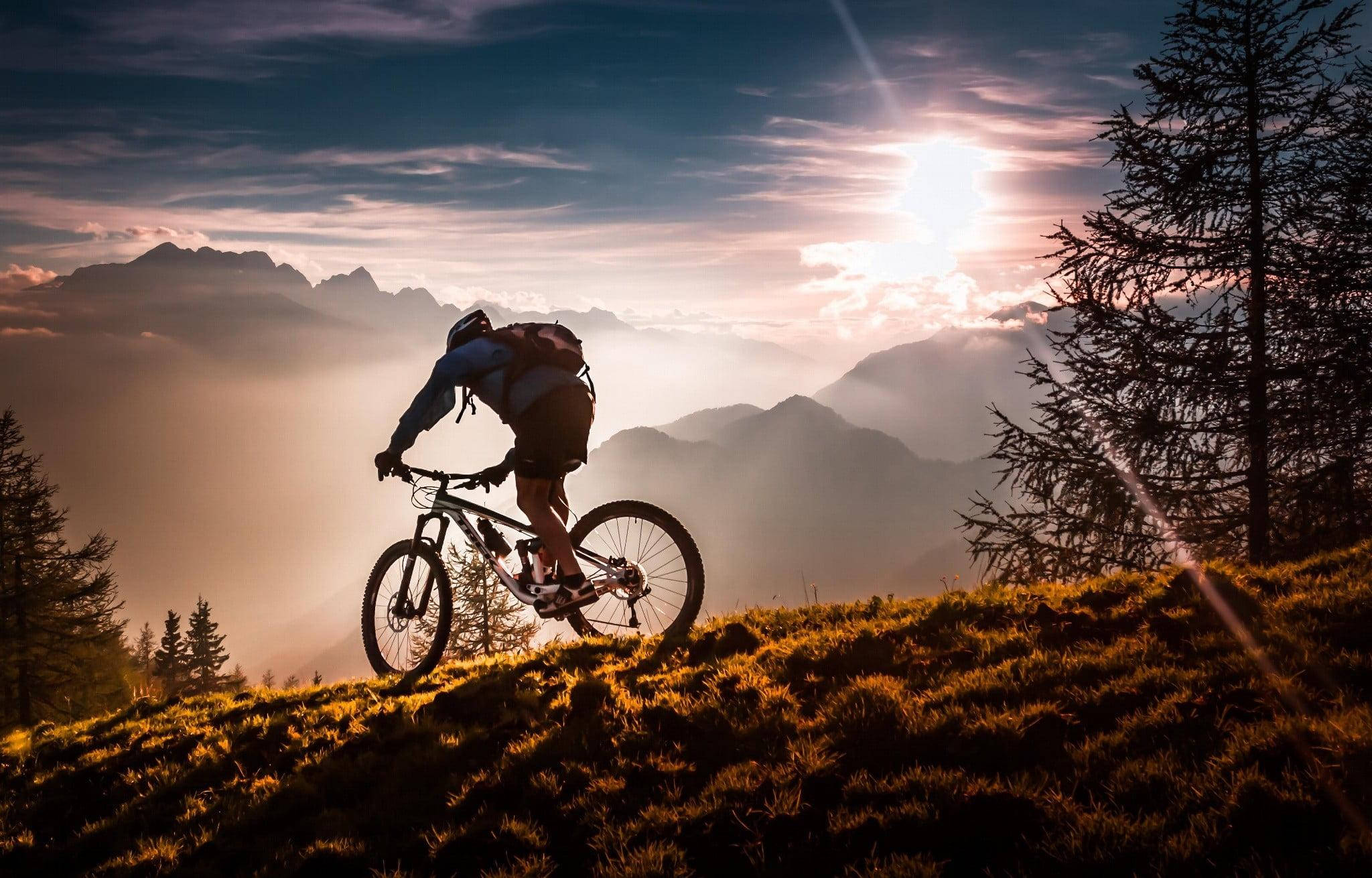 Bike Ride, trails, sunrise, Full HD Desktop Wallpaper