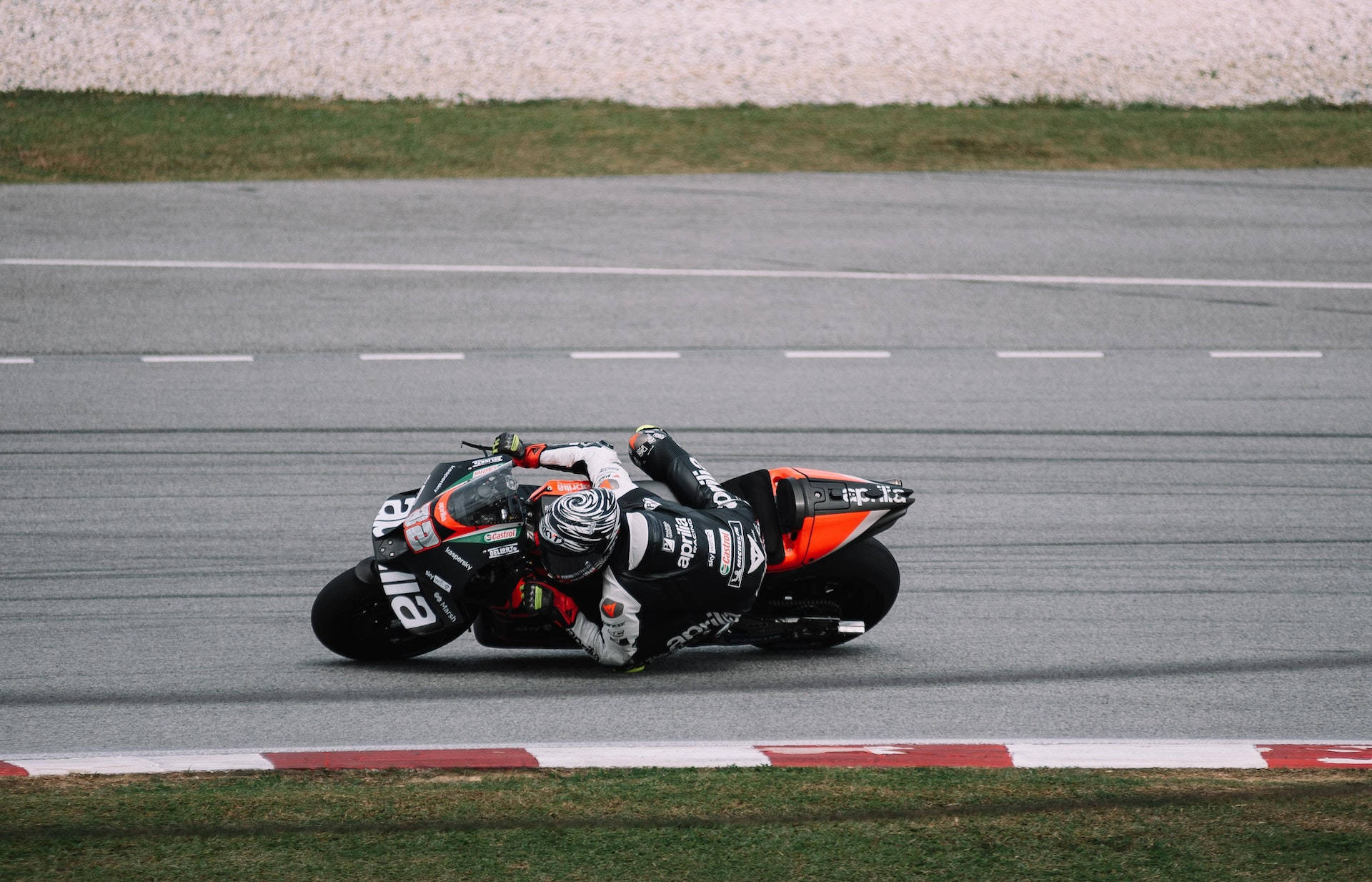 bike rider, racetrack, red and white curbing, Full HD Desktop Wallpaper