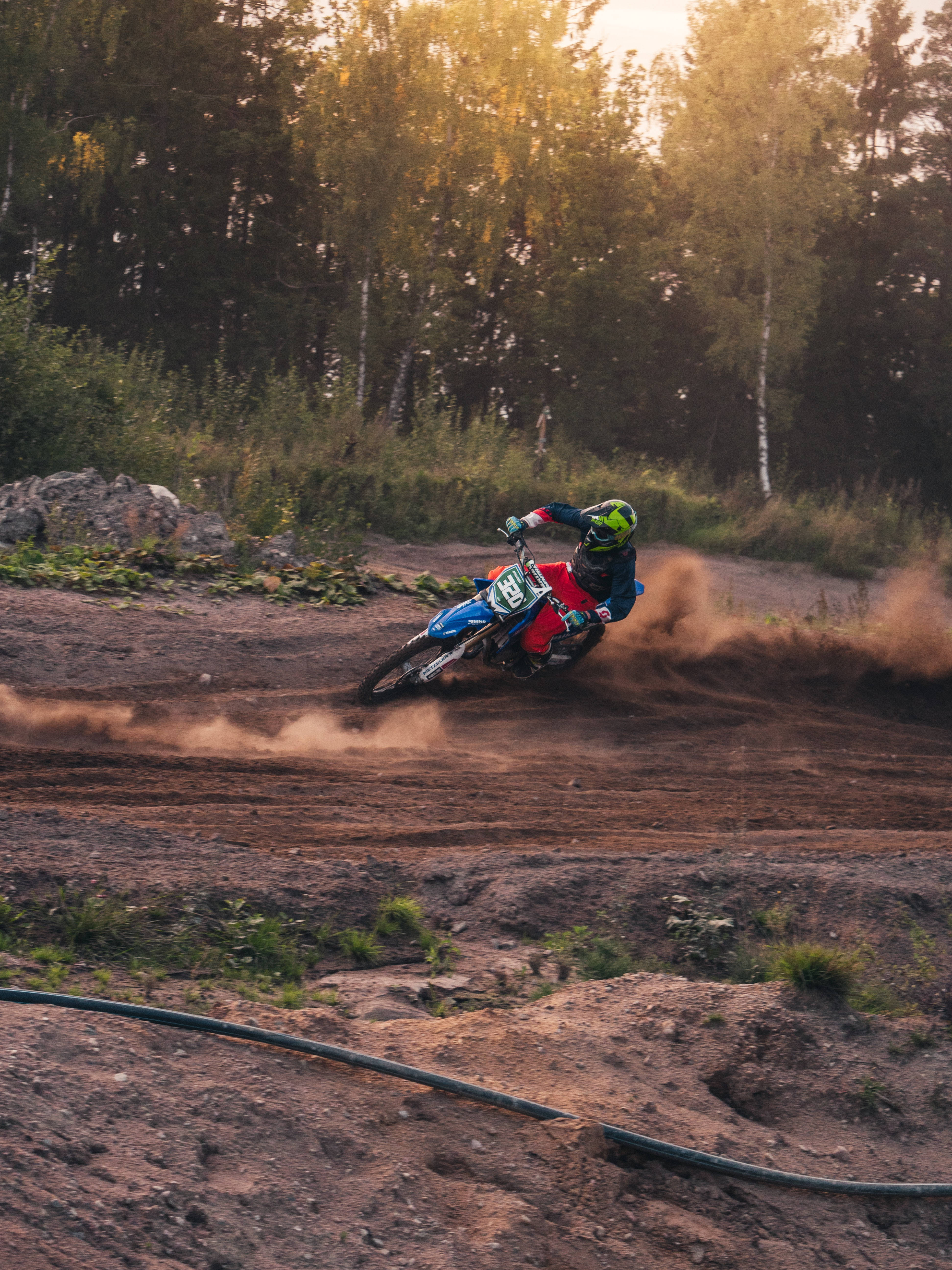 motocross rider, dirt track, dust, 5K Phone Wallpaper