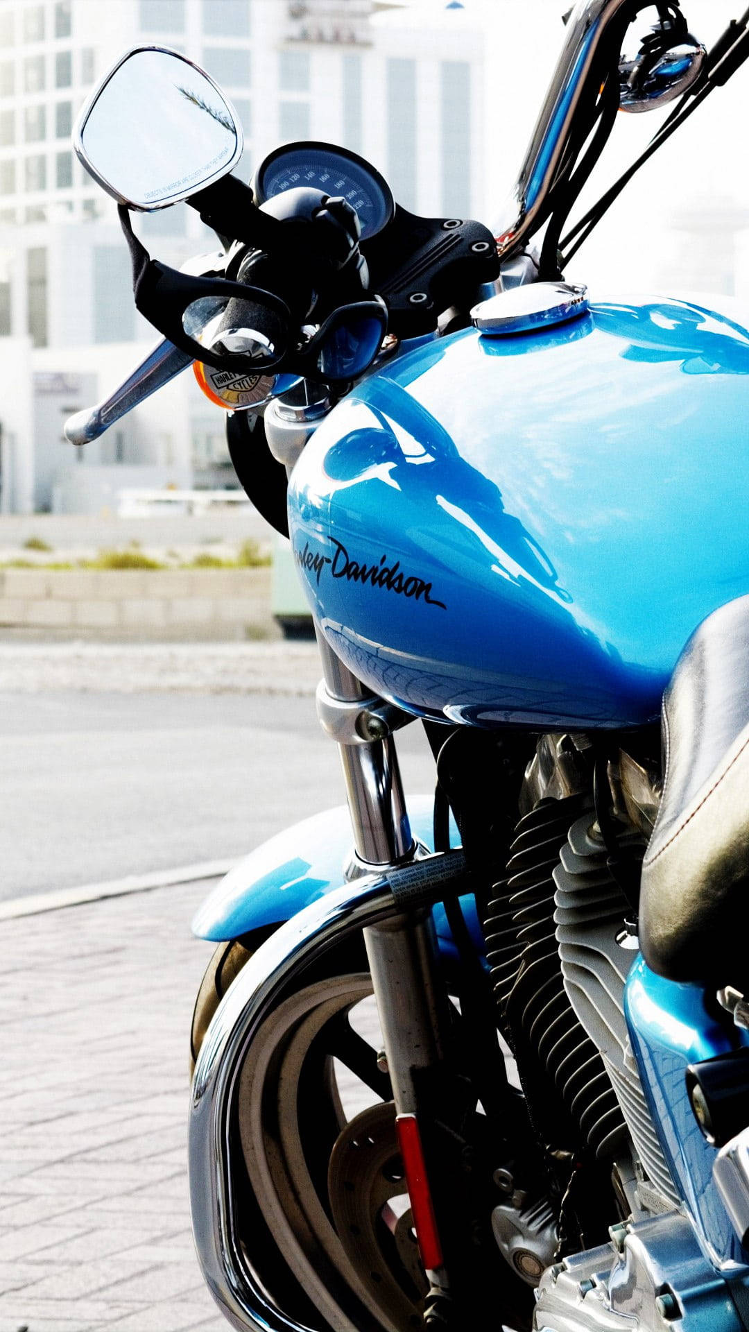 blue Harley-Davidson motorcycle, glossy blue, chrome accents, Full HD Phone Wallpaper