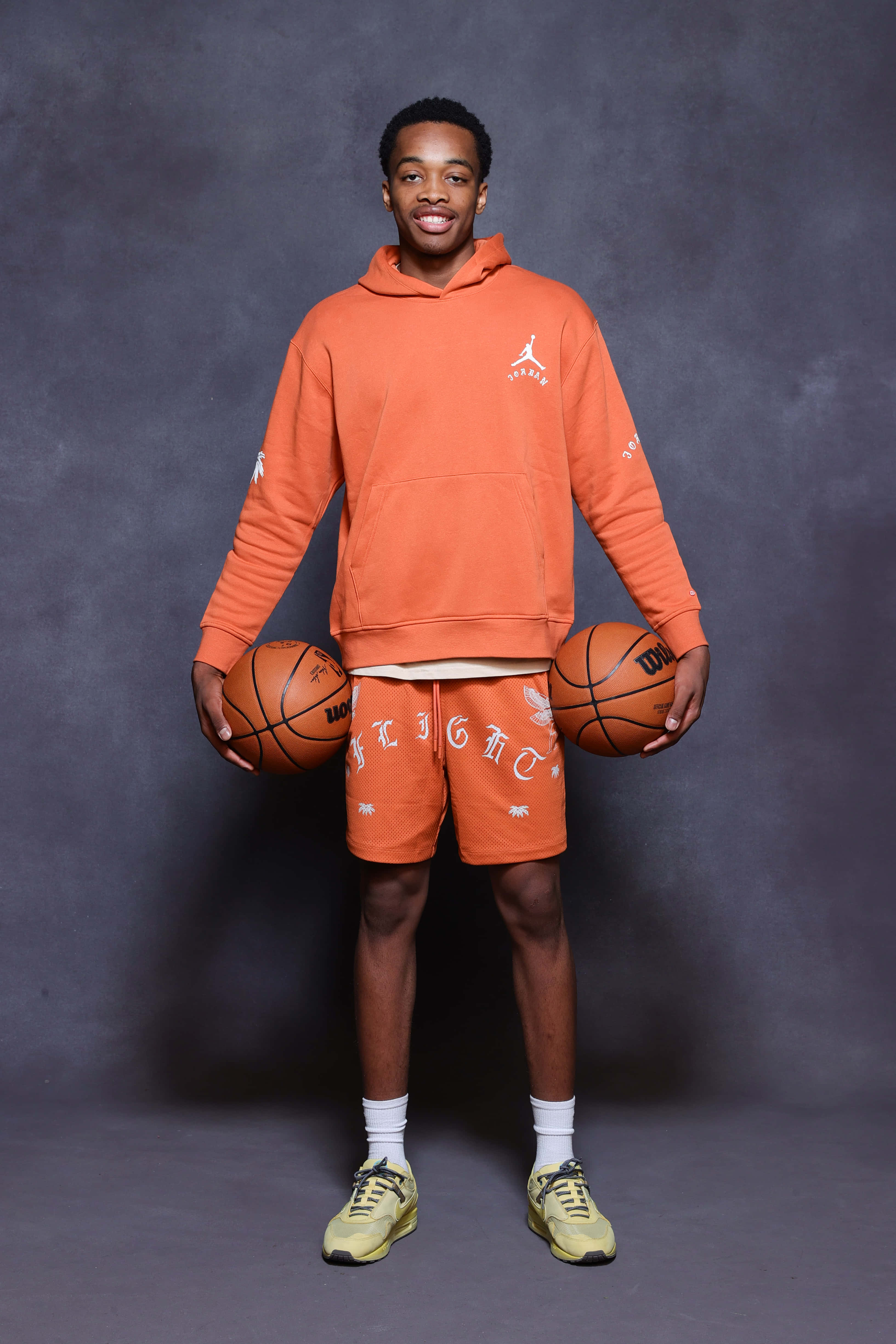 Bilal Coulibaly, orange gear, basketballs, 4K Phone Wallpaper