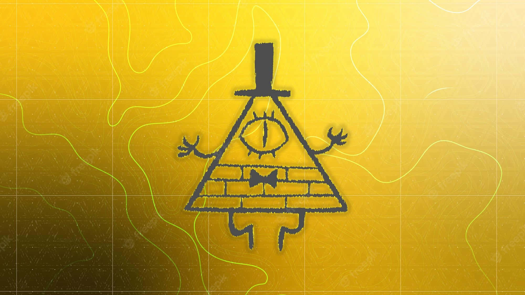 Bill Cipher, golden, triangular character, Full HD Desktop Wallpaper