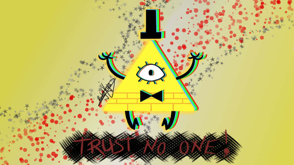 Bill Cipher, yellow triangular character, one eye, SD Desktop Wallpaper