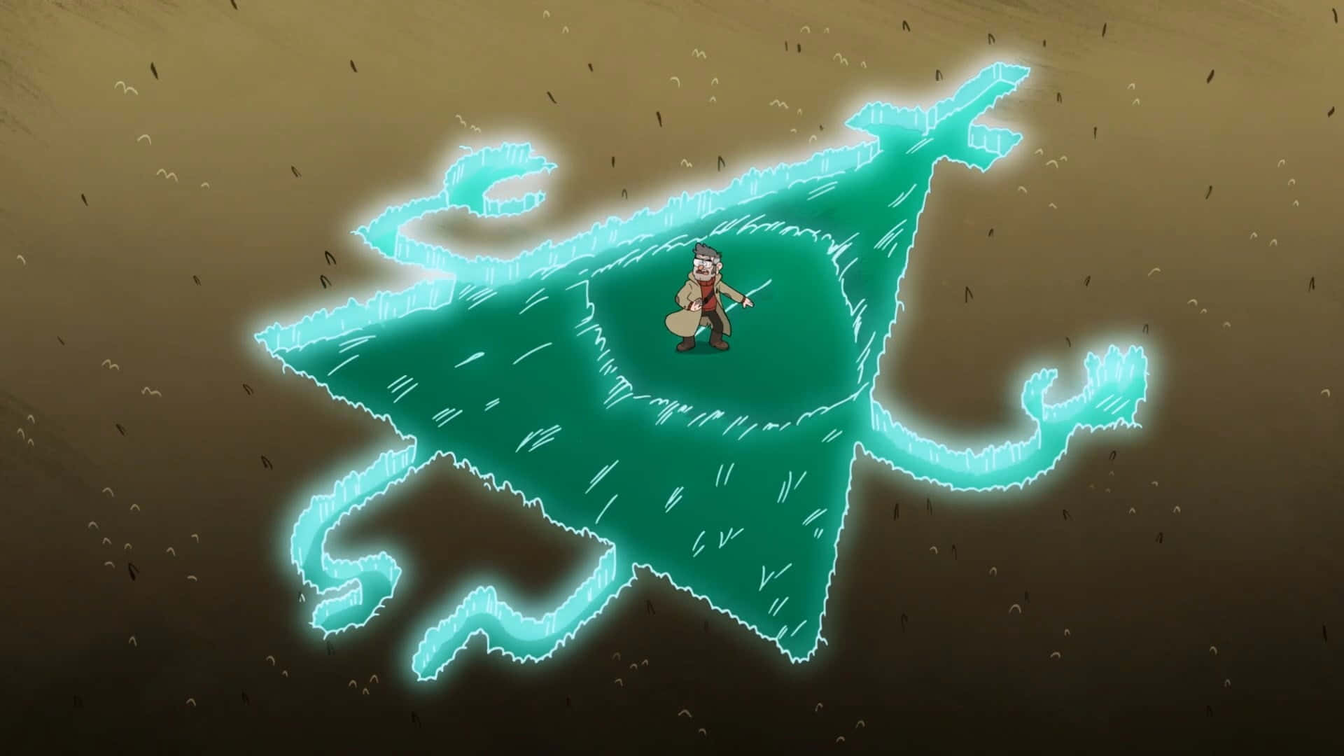 Bill Cipher, teal, jagged floating island, Full HD Desktop Wallpaper