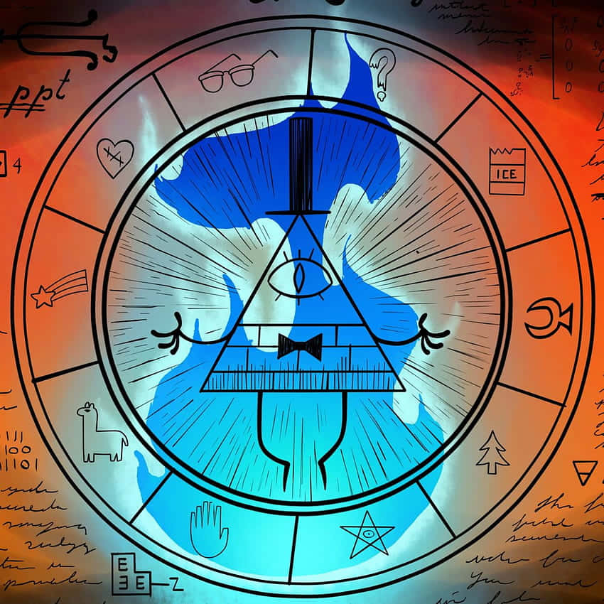 Bill Cipher, blue triangular character, eye, SD Desktop Wallpaper