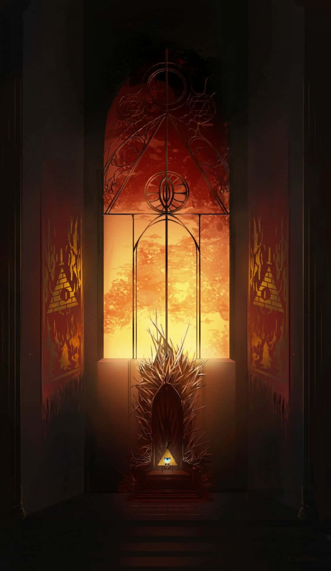 Bill Cipher, thorned throne, stained glass window, HD Phone Wallpaper